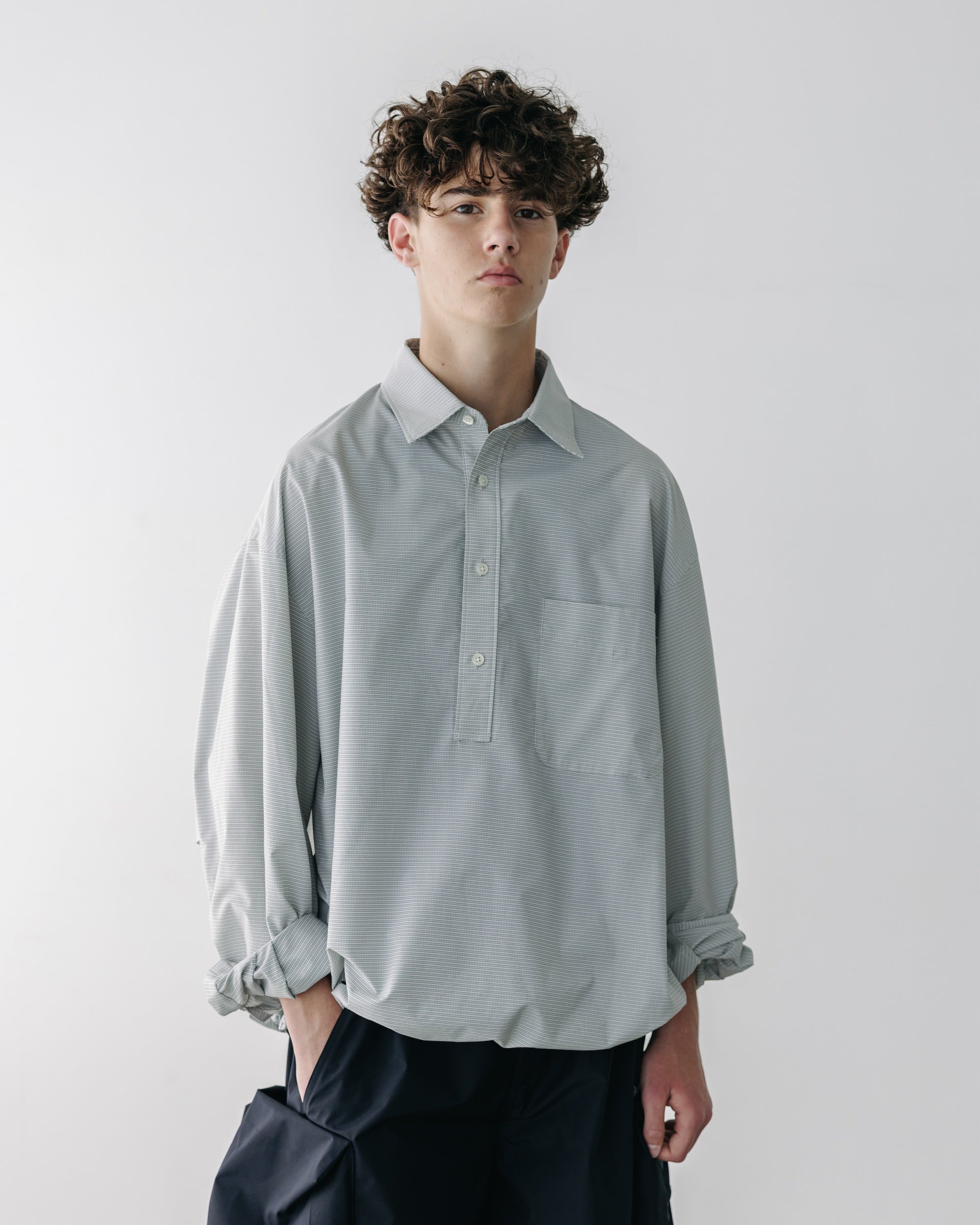 【5.6 TUE 20:00- IN STOCK】MINI PLAID L/S PULLOVER SHIRT (WHITE)