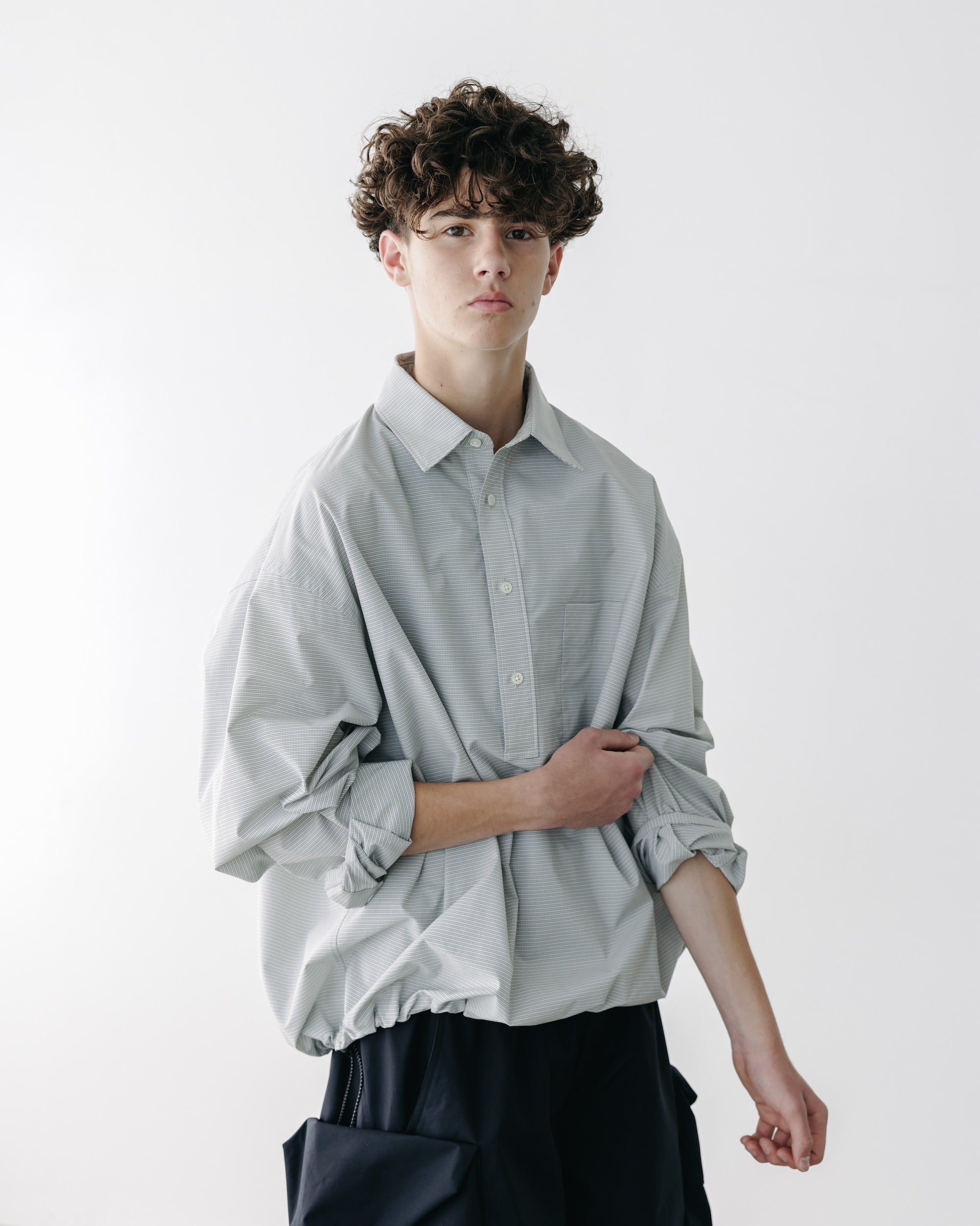 【5.6 TUE 20:00- IN STOCK】MINI PLAID L/S PULLOVER SHIRT (WHITE)