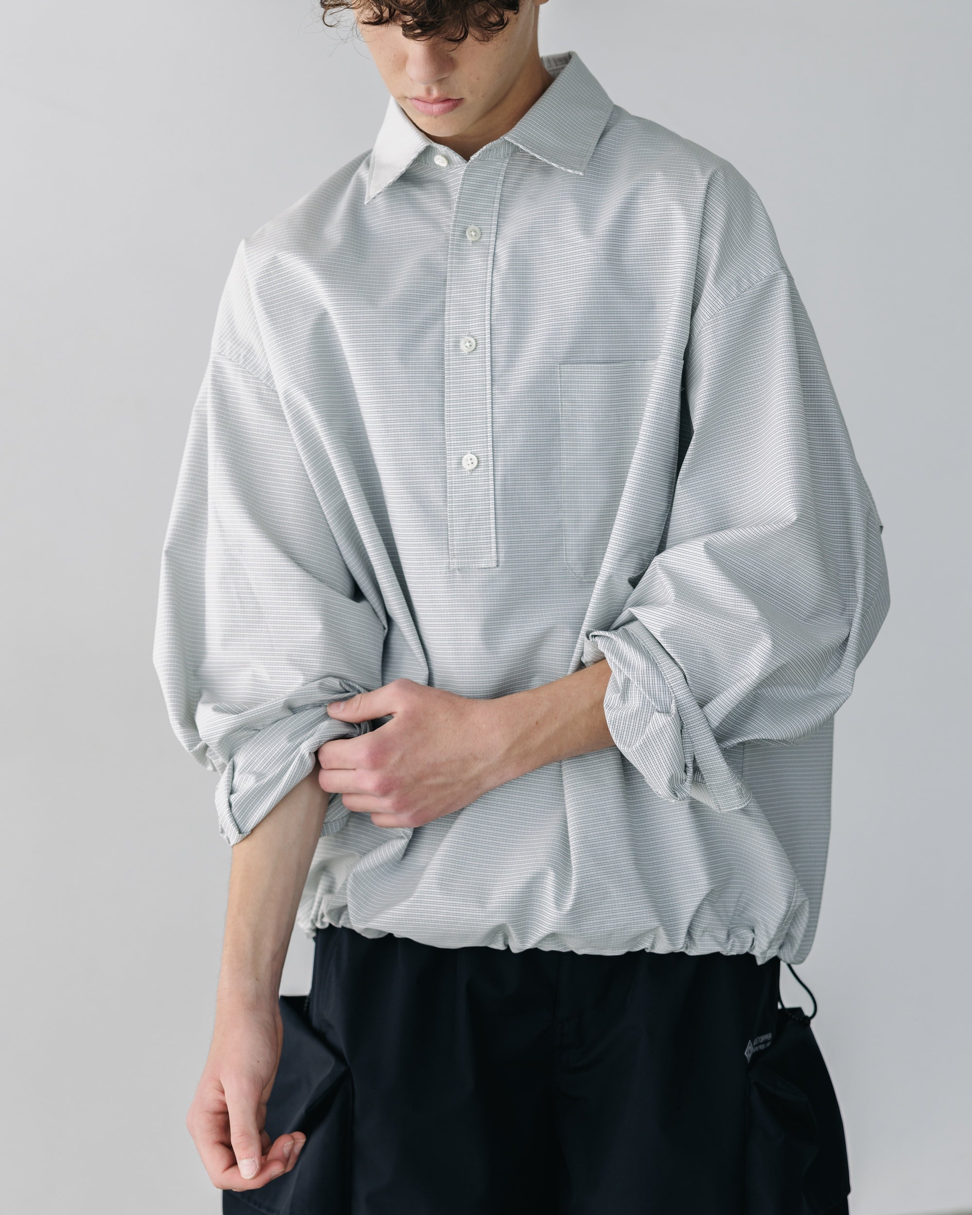 【5.6 TUE 20:00- IN STOCK】MINI PLAID L/S PULLOVER SHIRT (WHITE)
