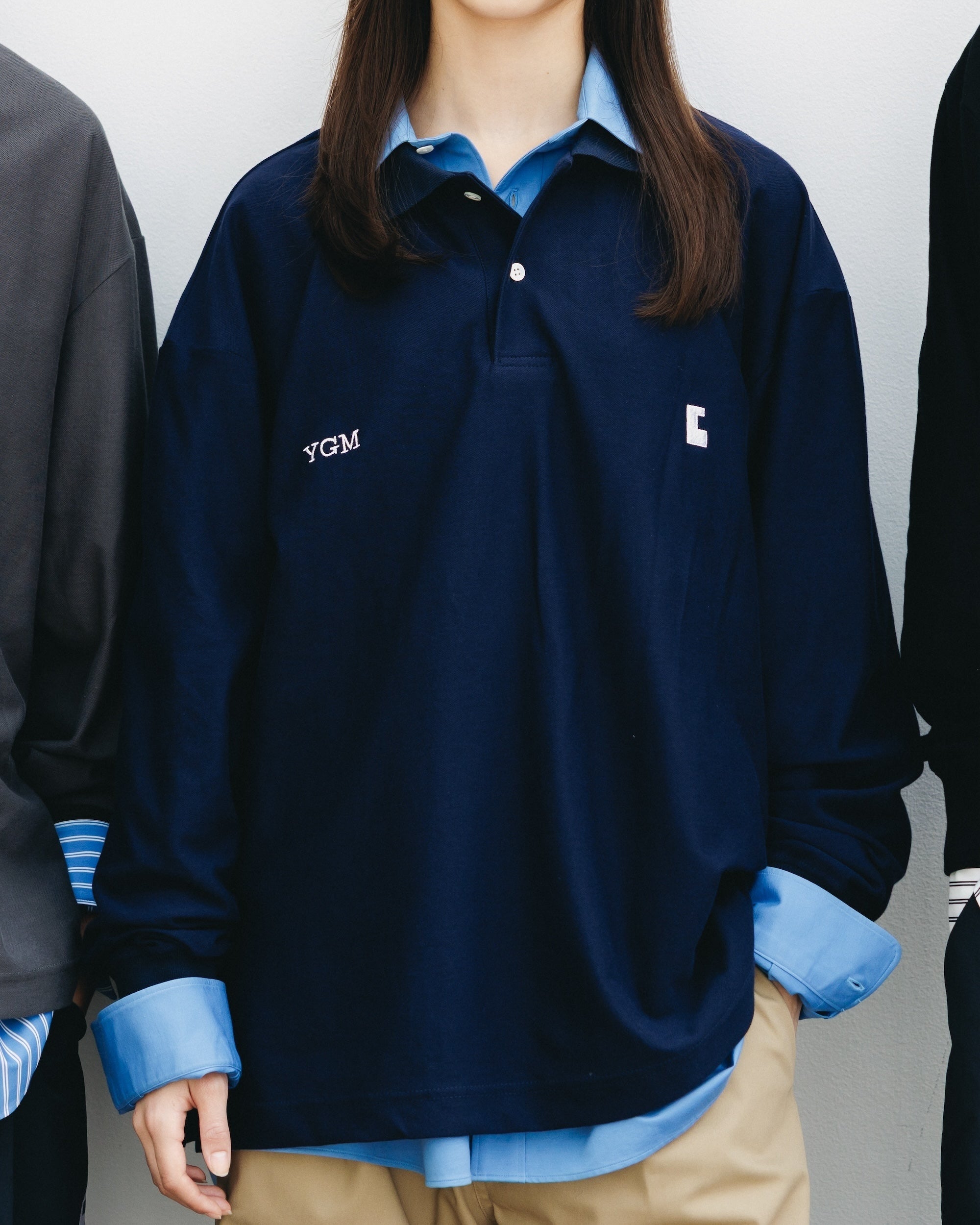 【10.15 WED 20:00- IN STOCK】"C" COTTON CITY L/S POLO SHIRT FOR YGM (NAVY)