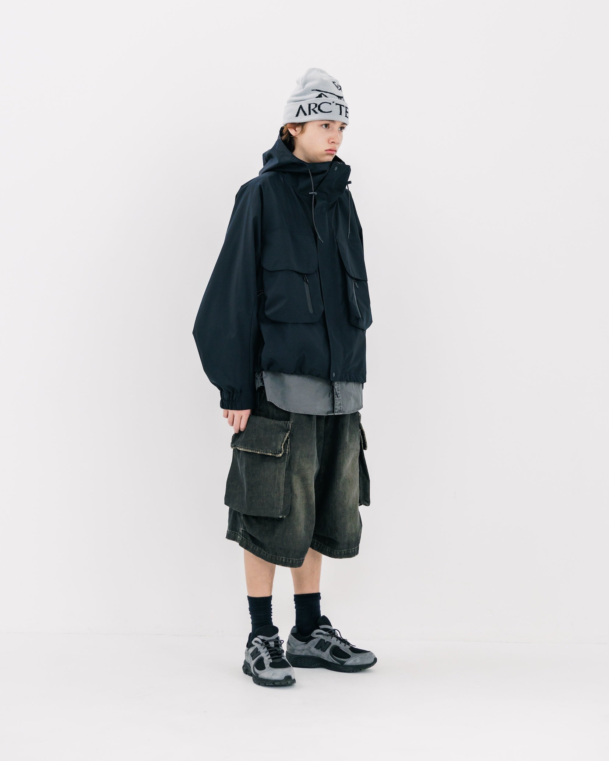 【3.18 WED 20:00- IN STOCK】VINTAGE DYED SELVEDGE DENIM CITY MILITARY HALF PANTS (VINTAGE BLACK)