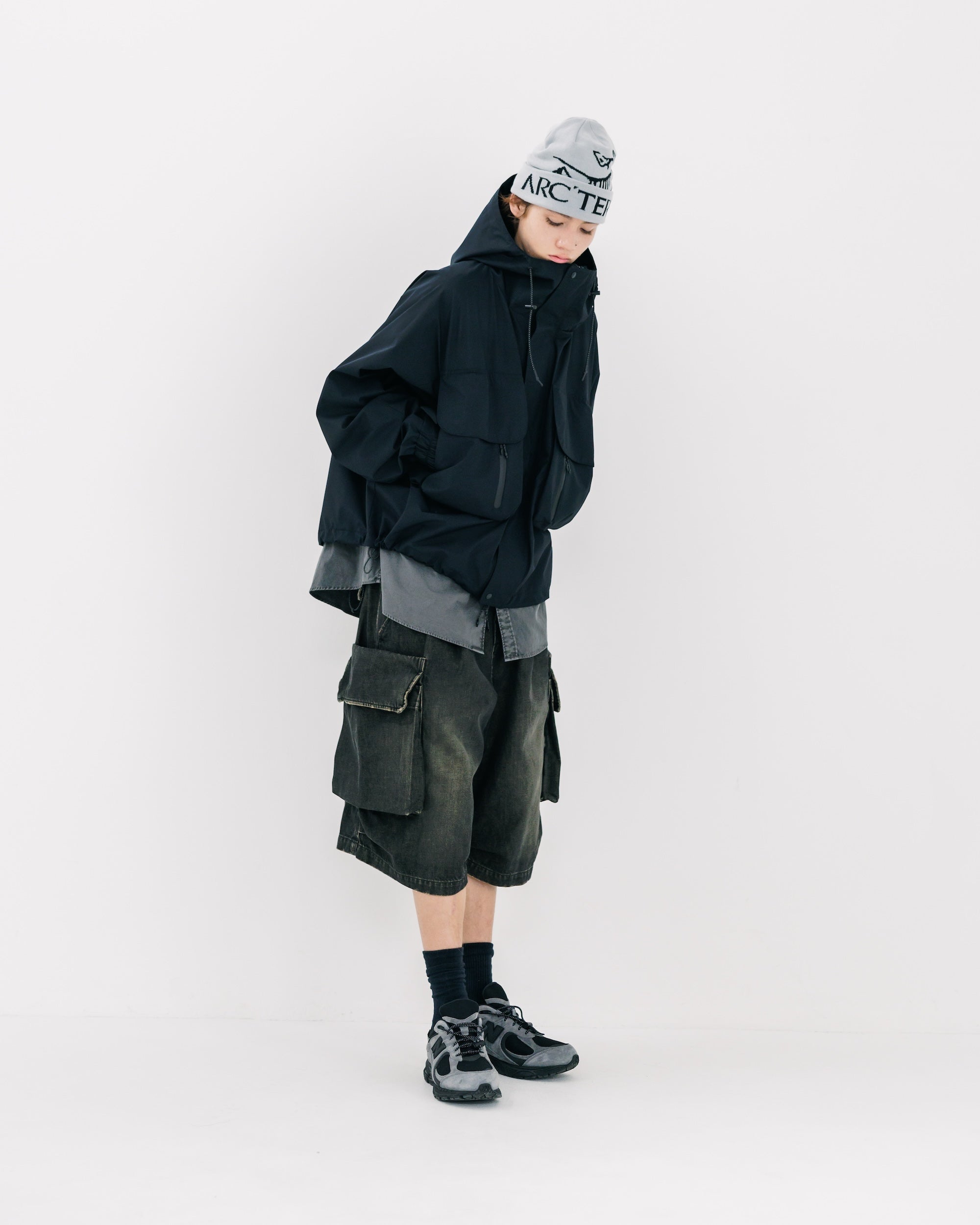 【3.18 WED 20:00- IN STOCK】VINTAGE DYED SELVEDGE DENIM CITY MILITARY HALF PANTS (VINTAGE BLACK)