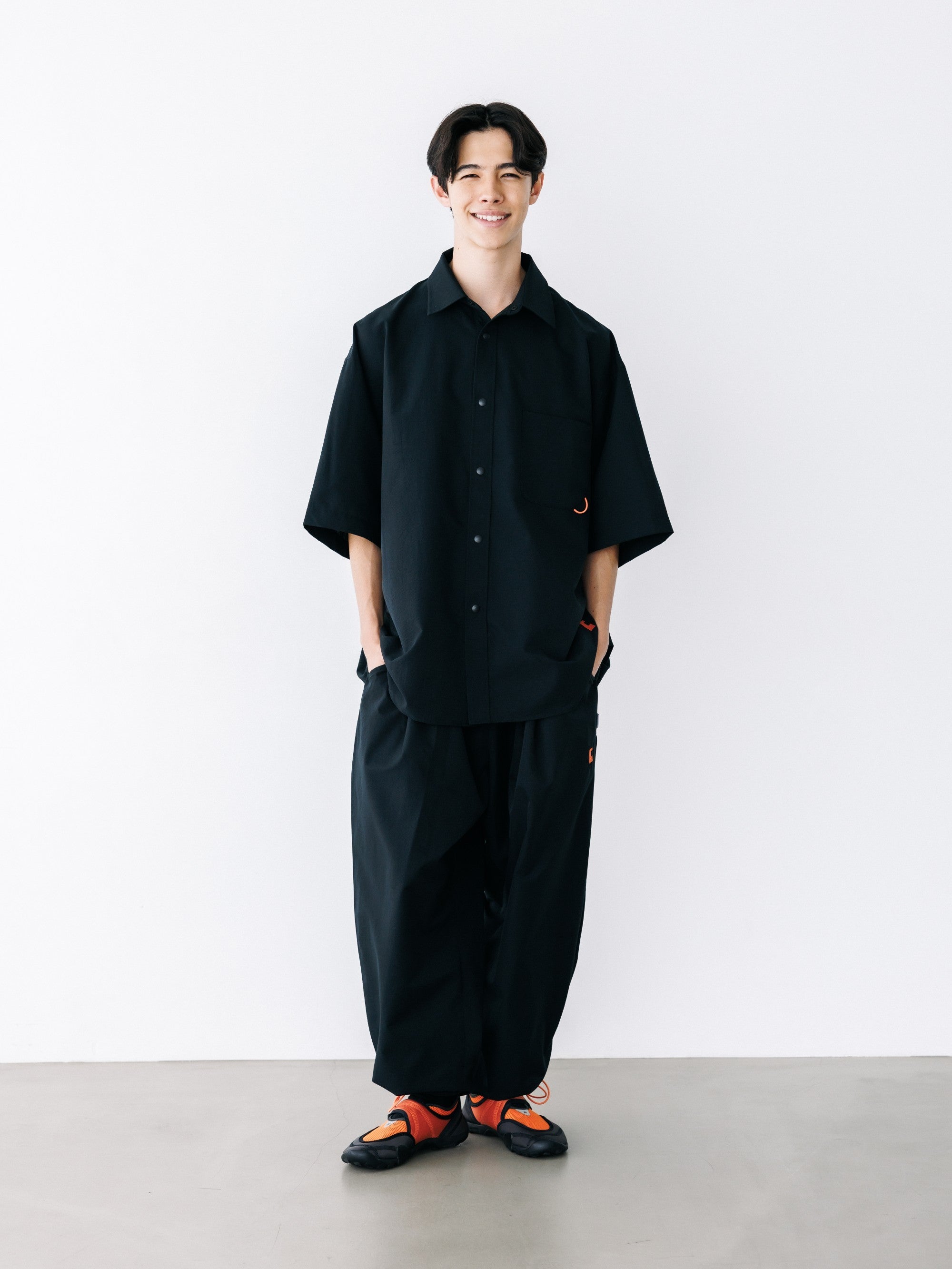 【8.22 SAT 20:00- IN STOCK】“C”COOLDOTS® MINI RIPSTOP CITY UNIFORM WIDE TAPERED PANTS (BLACK×ORANGE)