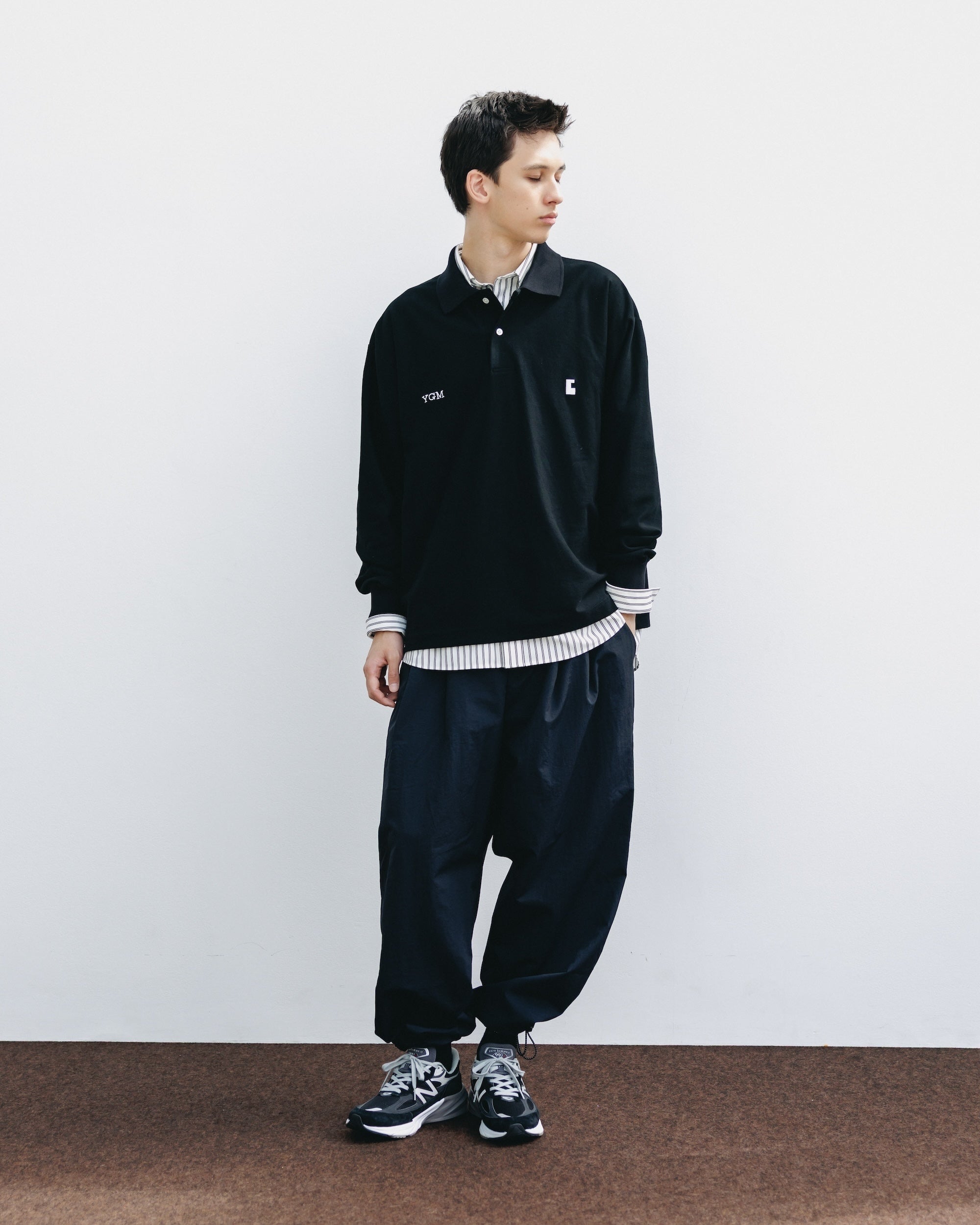 【10.15 WED 20:00- IN STOCK】"C" COTTON CITY L/S POLO SHIRT FOR YGM (BLACK)