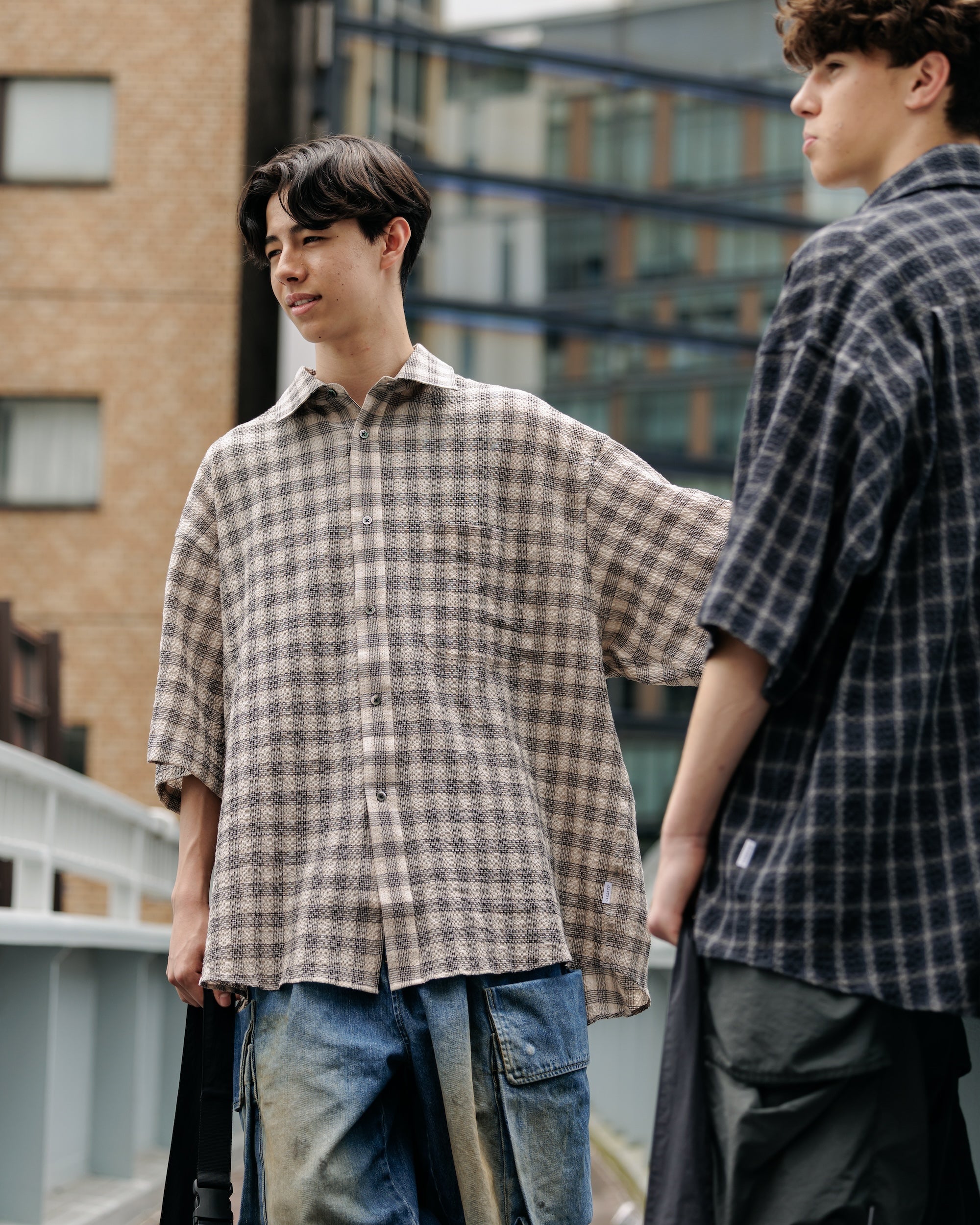 PLAID SUCKER CLASSIC CITY S/S SHIRT (BEIGE)