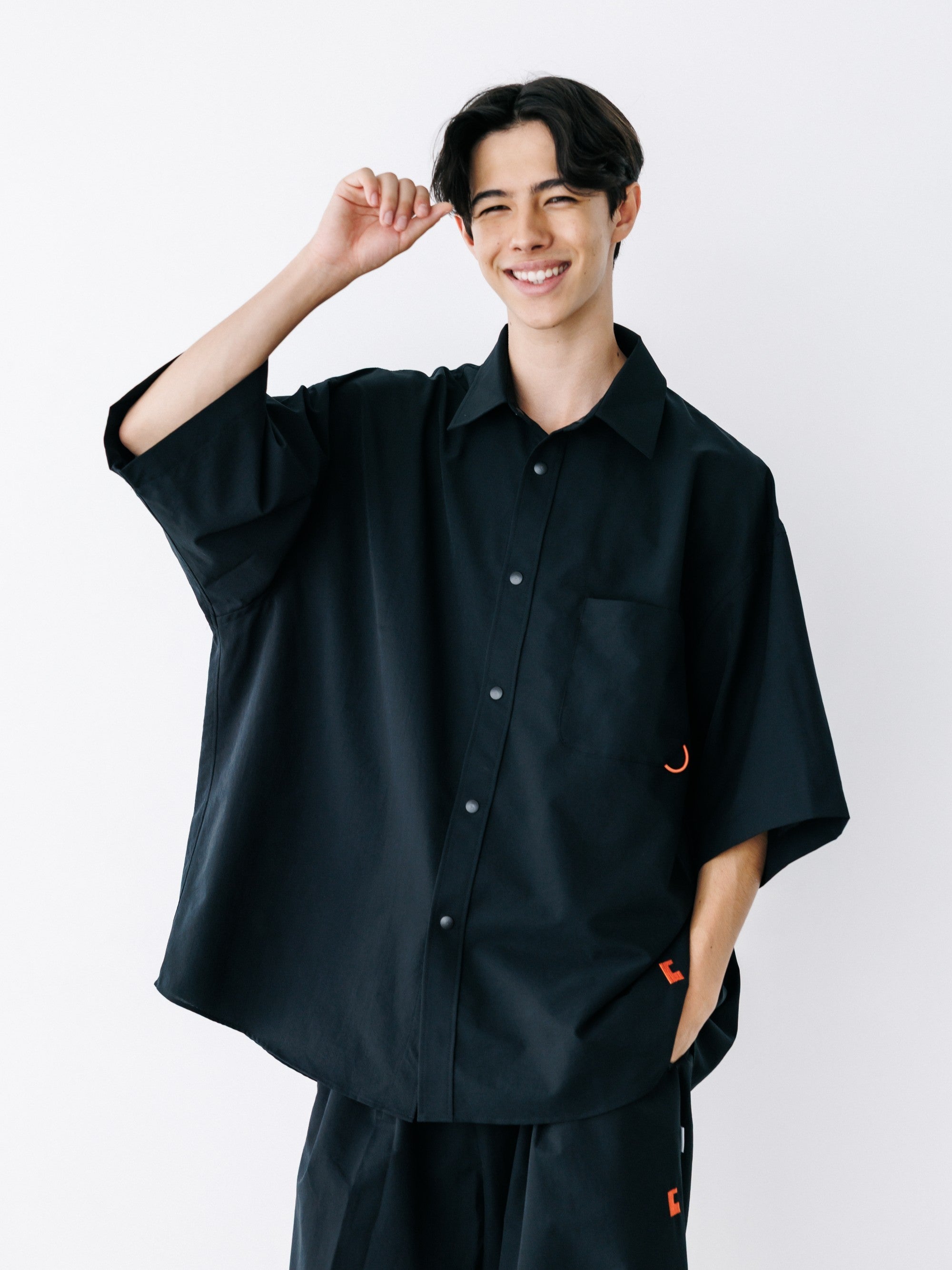 【8.22 SAT 20:00- IN STOCK】“C”COOLDOTS® MINI RIPSTOP CITY UNIFORM S/S SHIRT (BLACK×ORANGE)