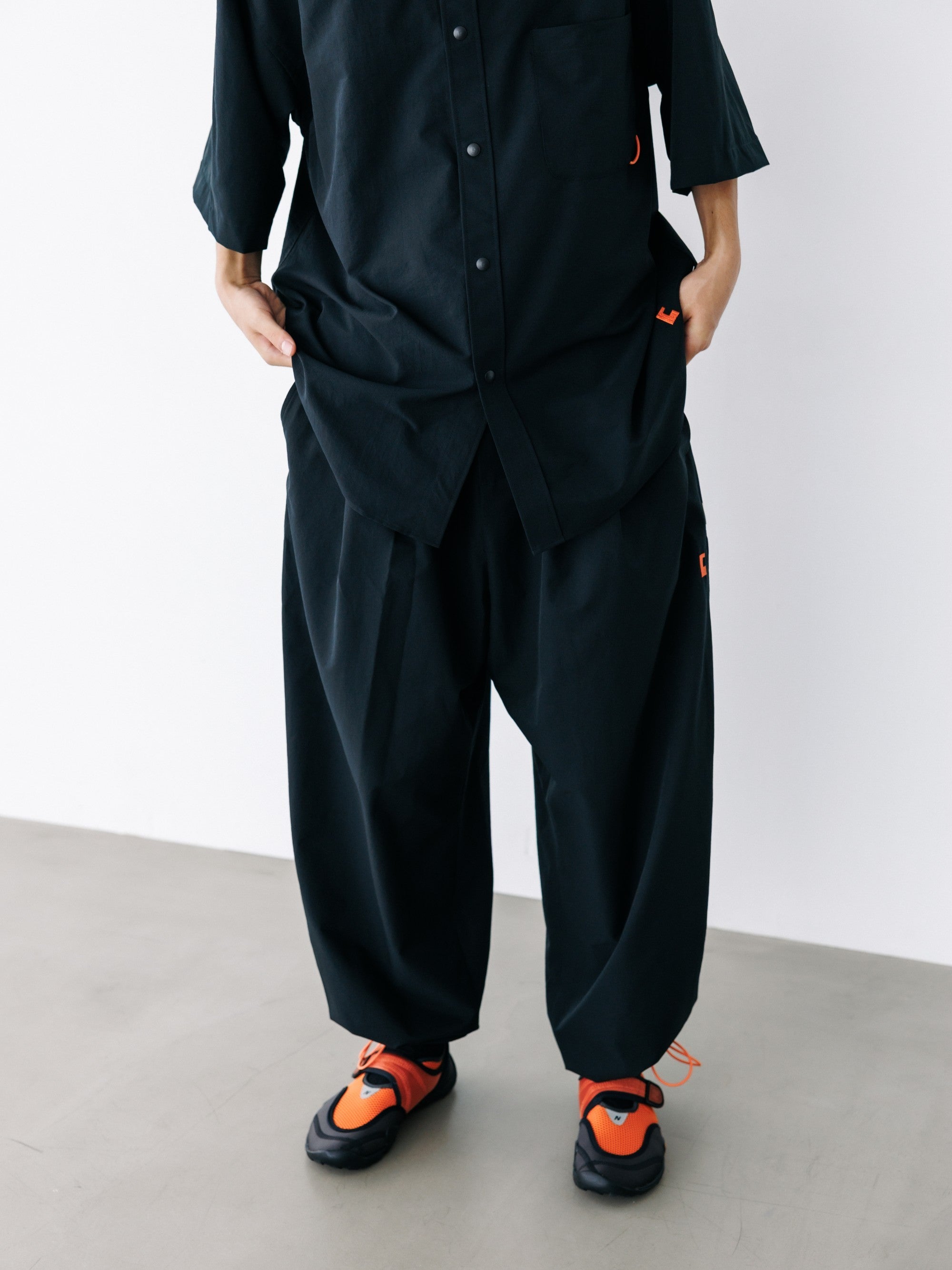 【8.22 SAT 20:00- IN STOCK】“C”COOLDOTS® MINI RIPSTOP CITY UNIFORM WIDE TAPERED PANTS (BLACK×ORANGE)
