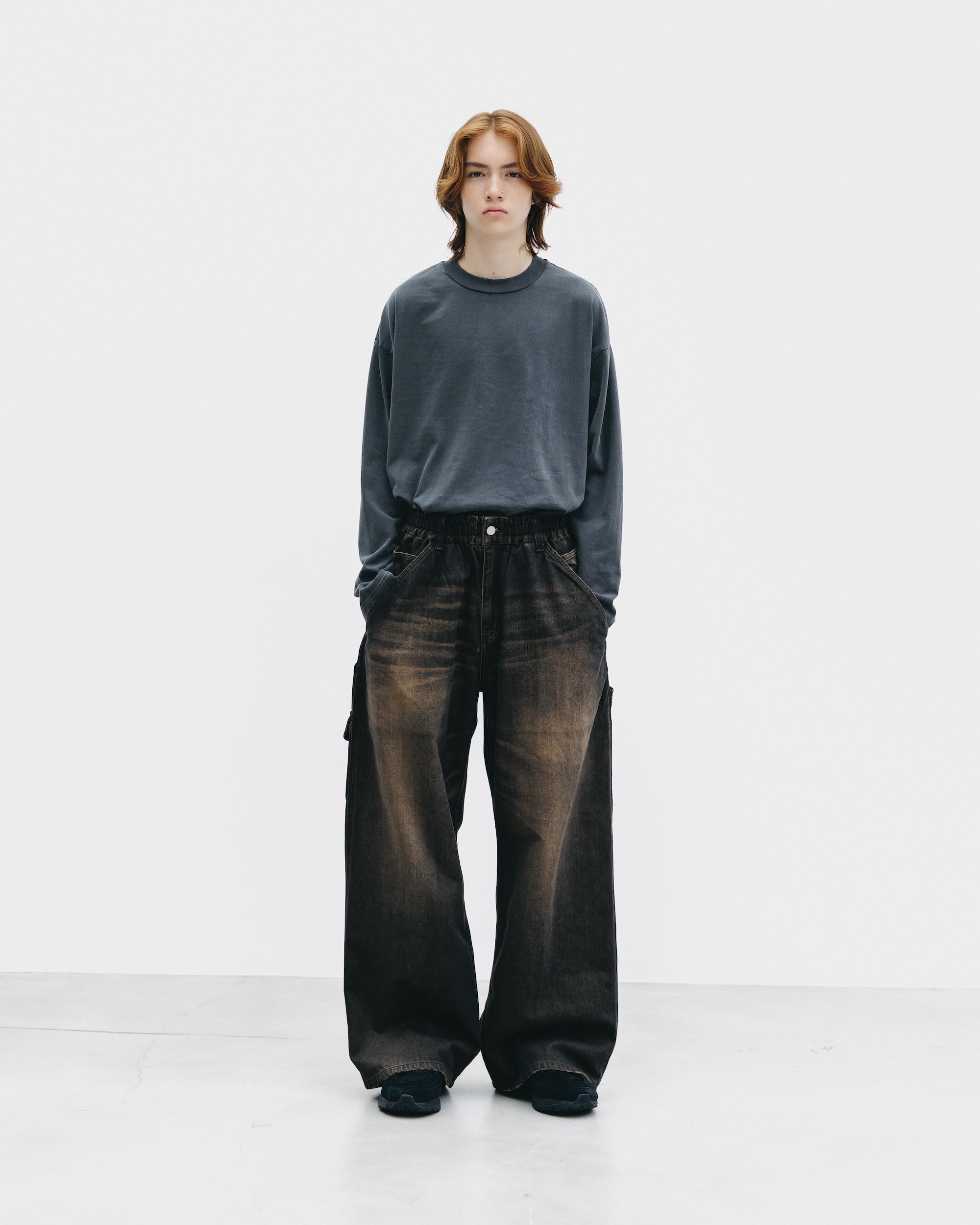【10.1 WED 20:00- IN STOCK】PIGMENT DYED L/S T-SHIRT WITH DRAWSTRINGS