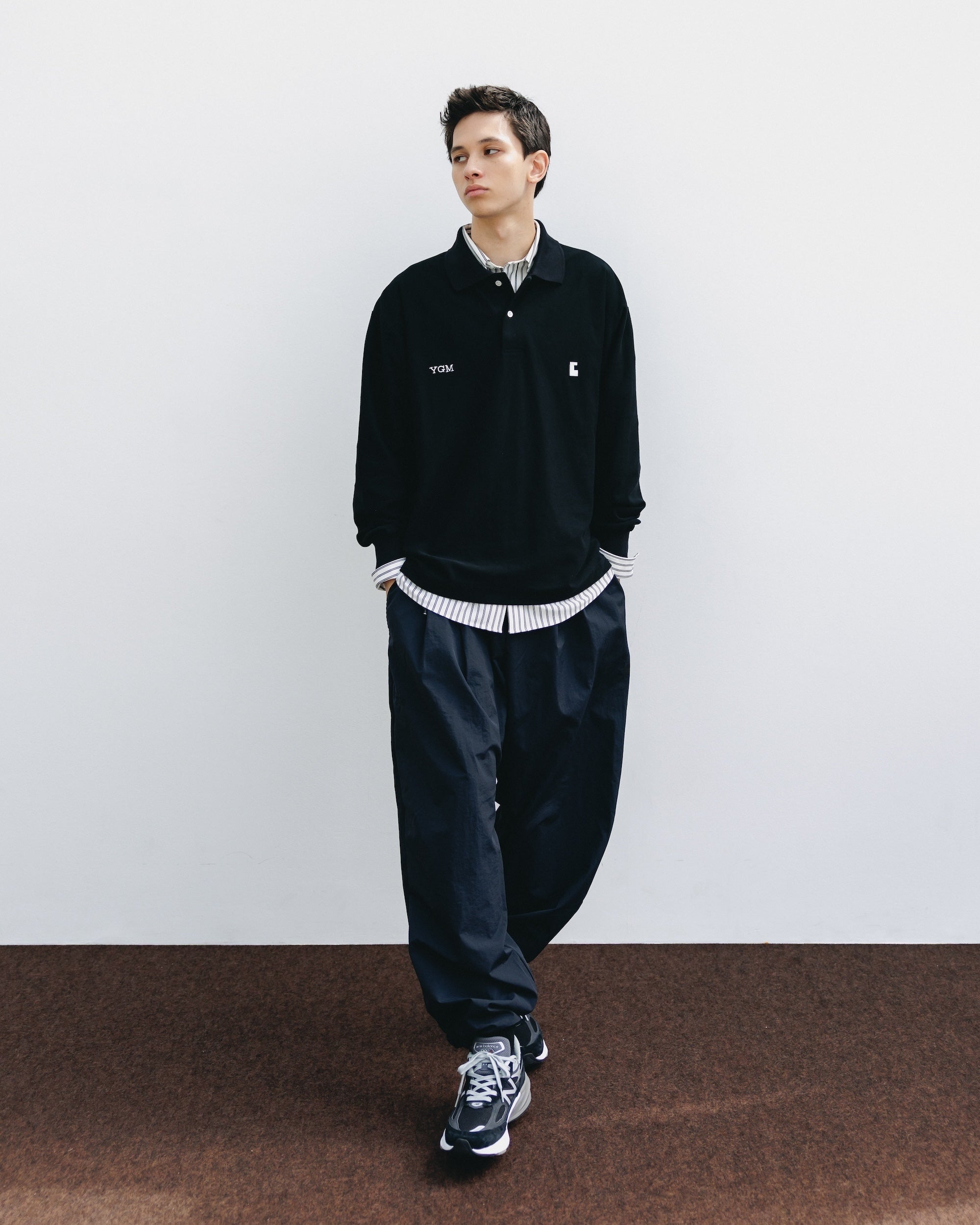 【10.15 WED 20:00- IN STOCK】"C" COTTON CITY L/S POLO SHIRT FOR YGM (BLACK)