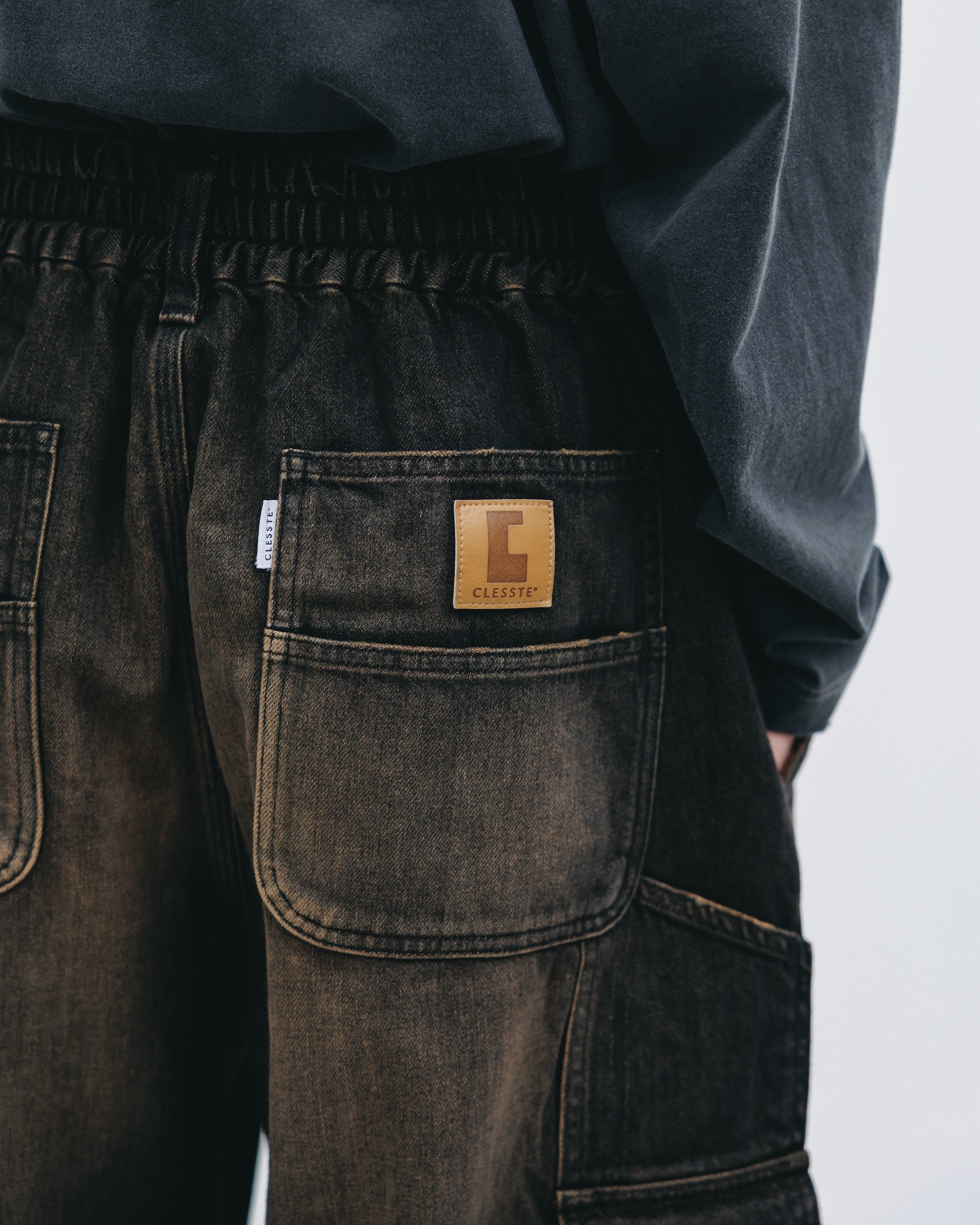 【11.5 WED 20:00- IN STOCK】VINTAGE DYED SELVEDGE DENIM WORKER PANTS (VINTAGE BLACK)