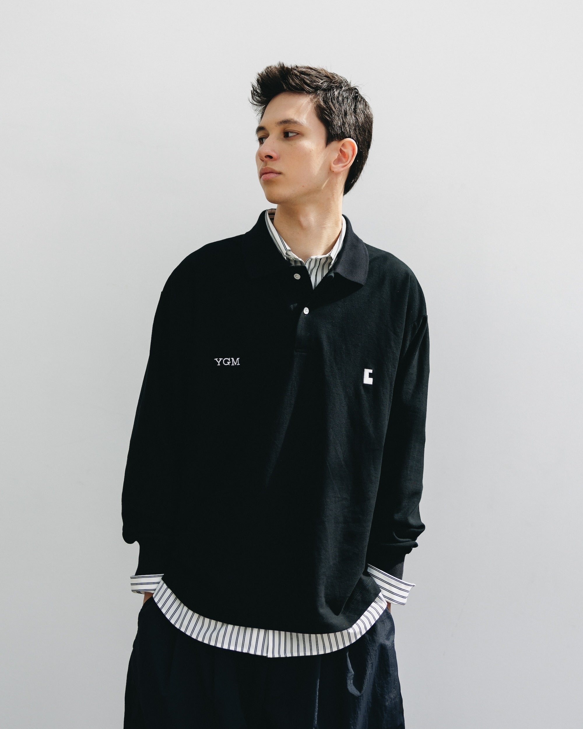 【10.15 WED 20:00- IN STOCK】"C" COTTON CITY L/S POLO SHIRT FOR YGM (BLACK)