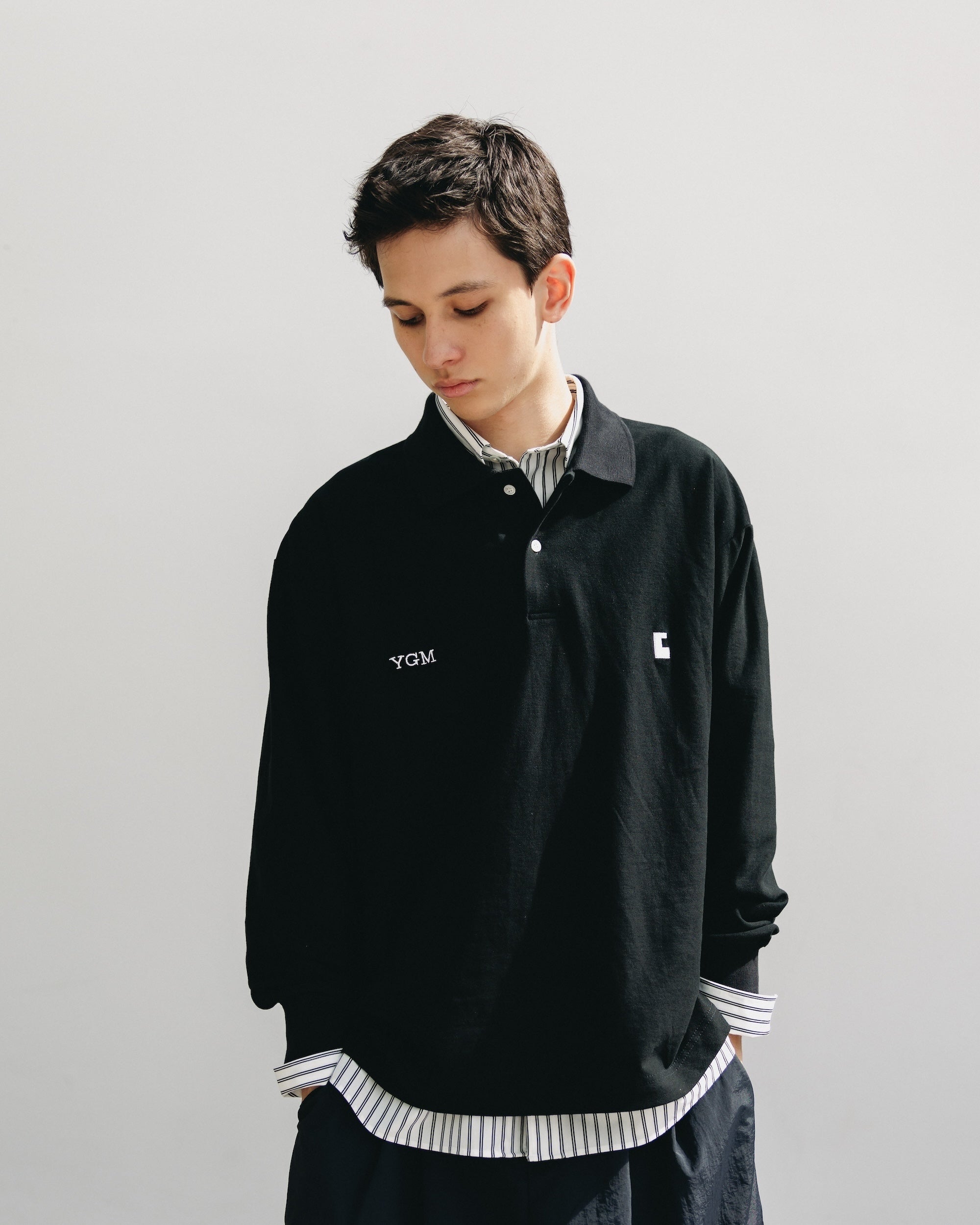 【10.15 WED 20:00- IN STOCK】"C" COTTON CITY L/S POLO SHIRT FOR YGM (BLACK)