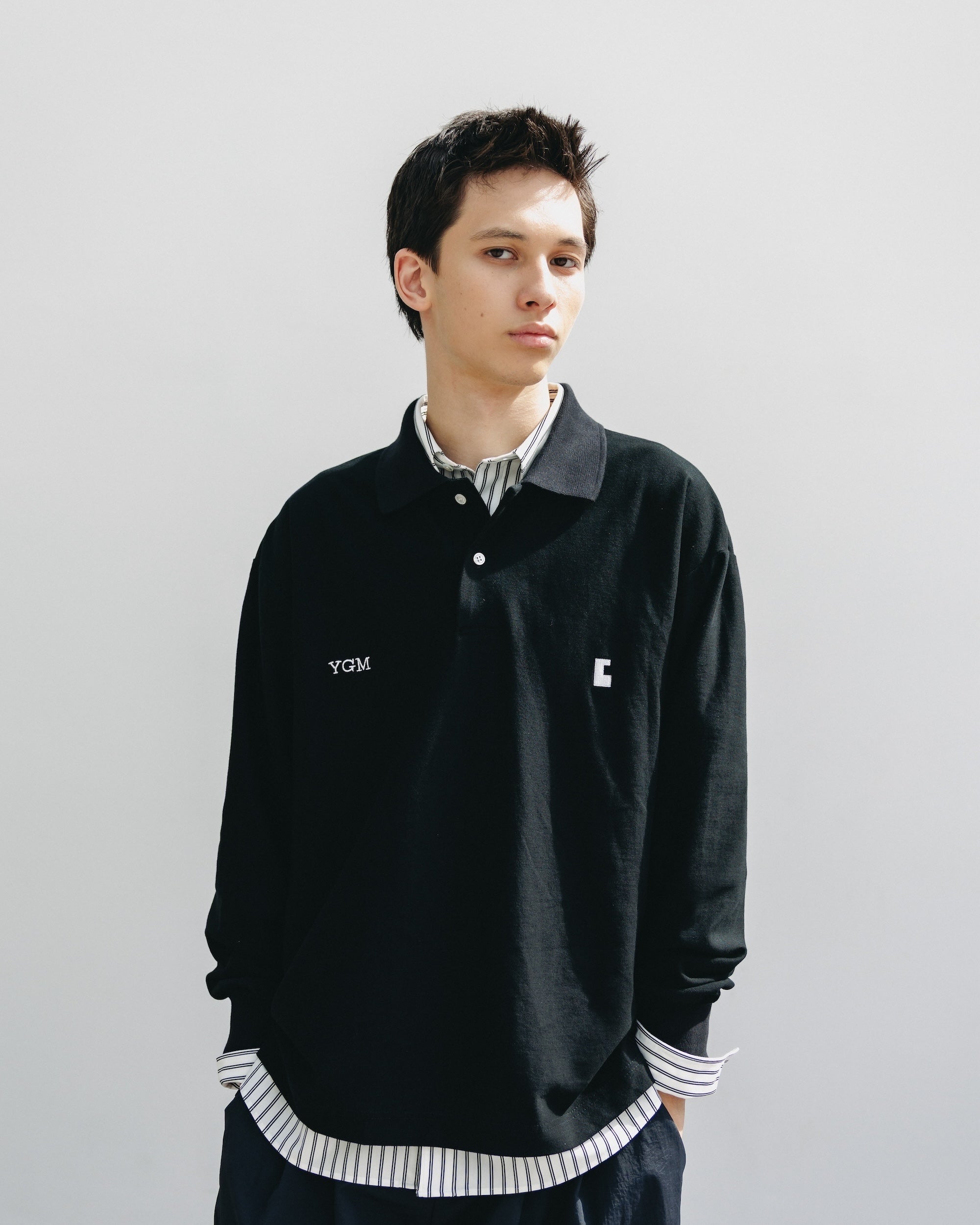 【10.15 WED 20:00- IN STOCK】"C" COTTON CITY L/S POLO SHIRT FOR YGM (BLACK)
