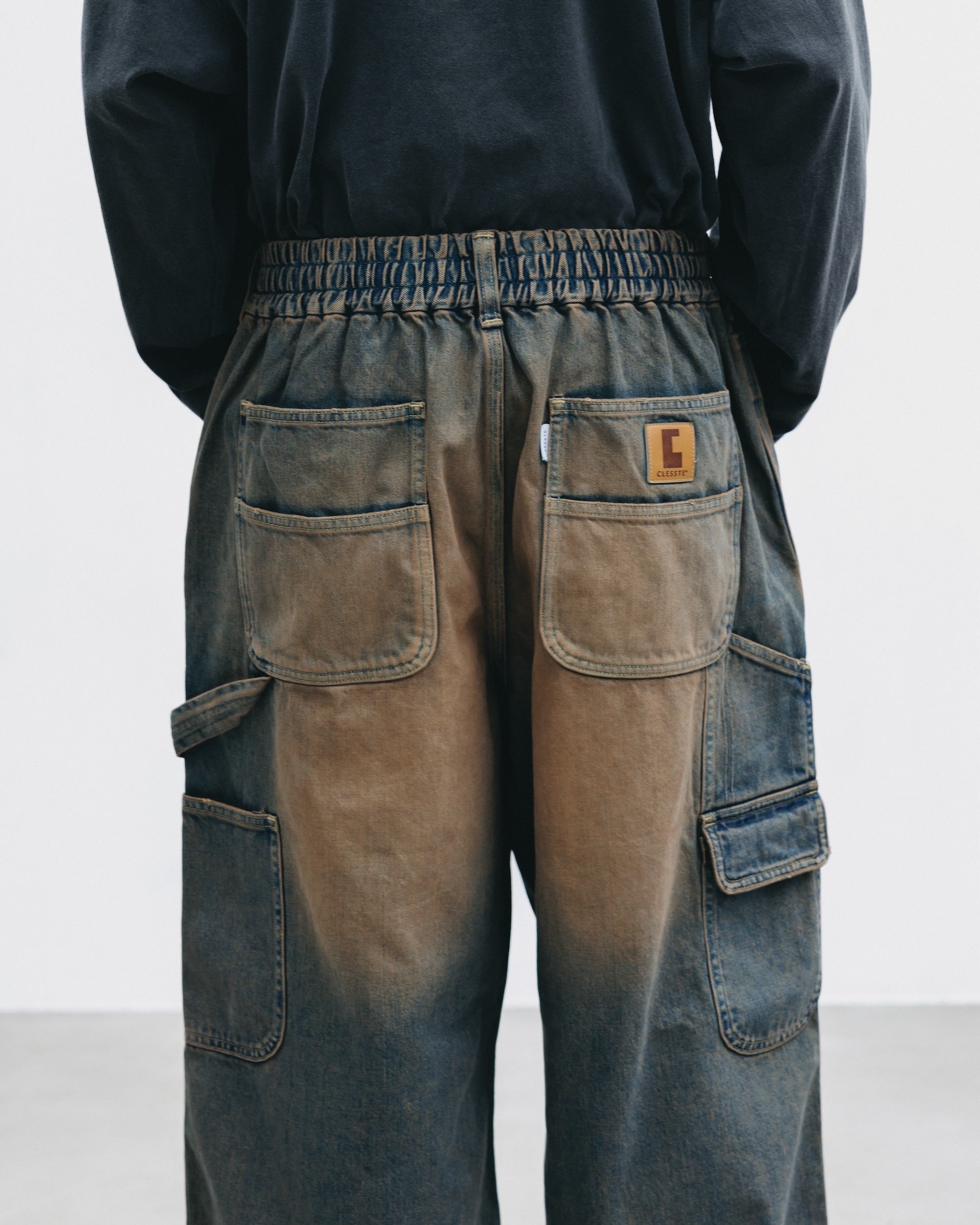 【11.5 WED 20:00- IN STOCK】VINTAGE DYED SELVEDGE DENIM WORKER PANTS (VINTAGE BROWN)