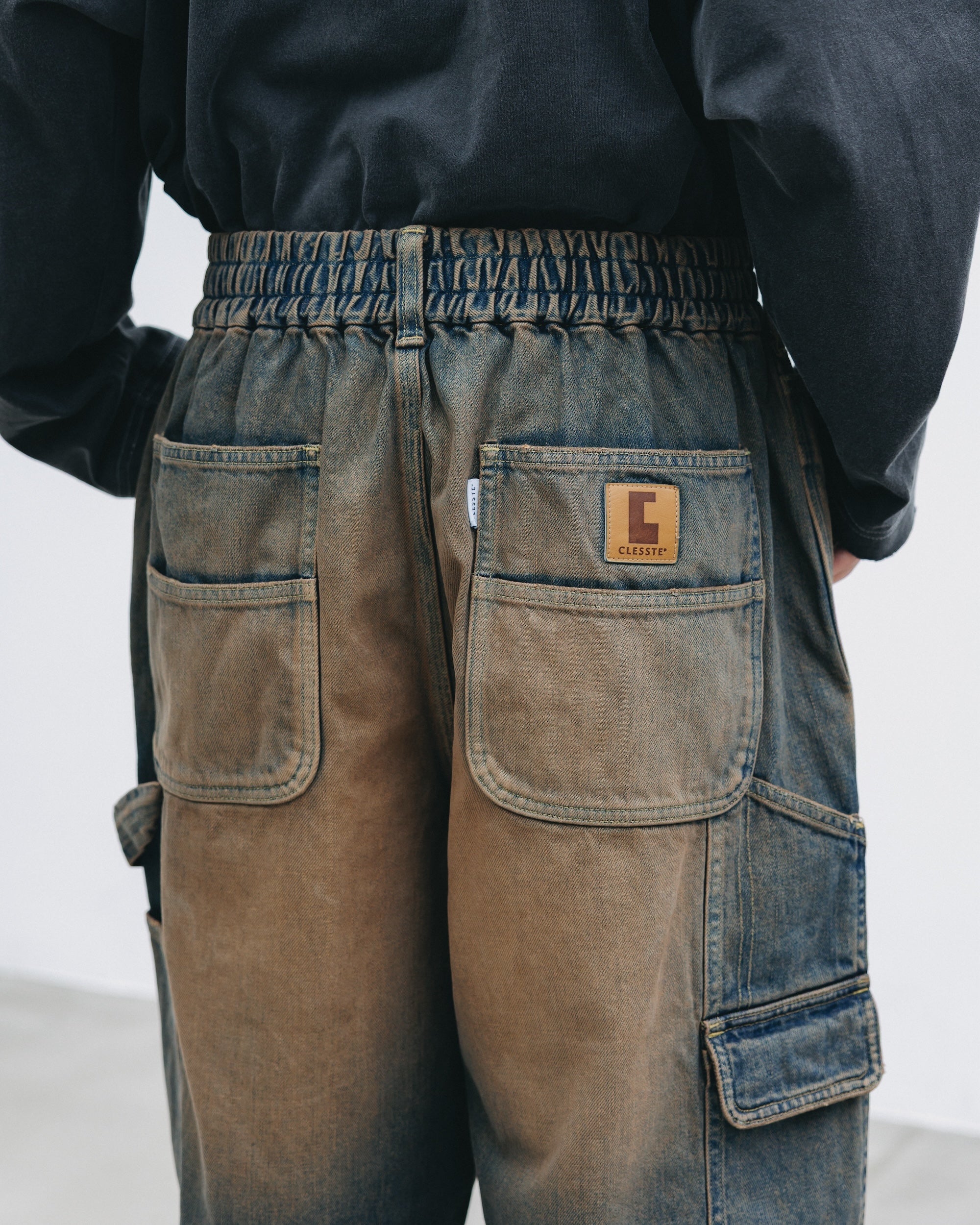 【11.5 WED 20:00- IN STOCK】VINTAGE DYED SELVEDGE DENIM WORKER PANTS (VINTAGE BROWN)
