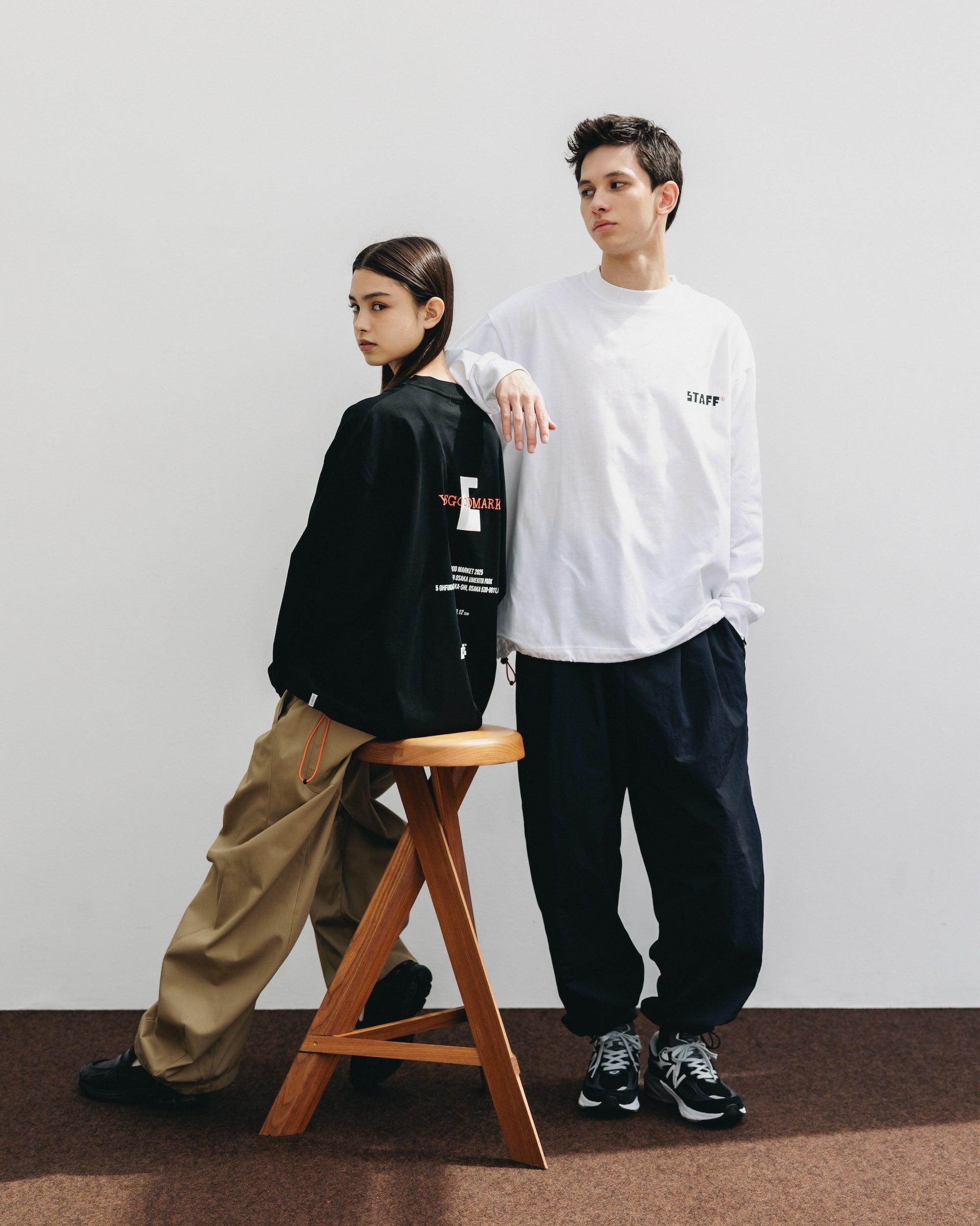 【10.15 WED 20:00- IN STOCK】"C×YGM"STAFF L/S T-SHIRT WITH DRAWSTRINGS (WHITE)
