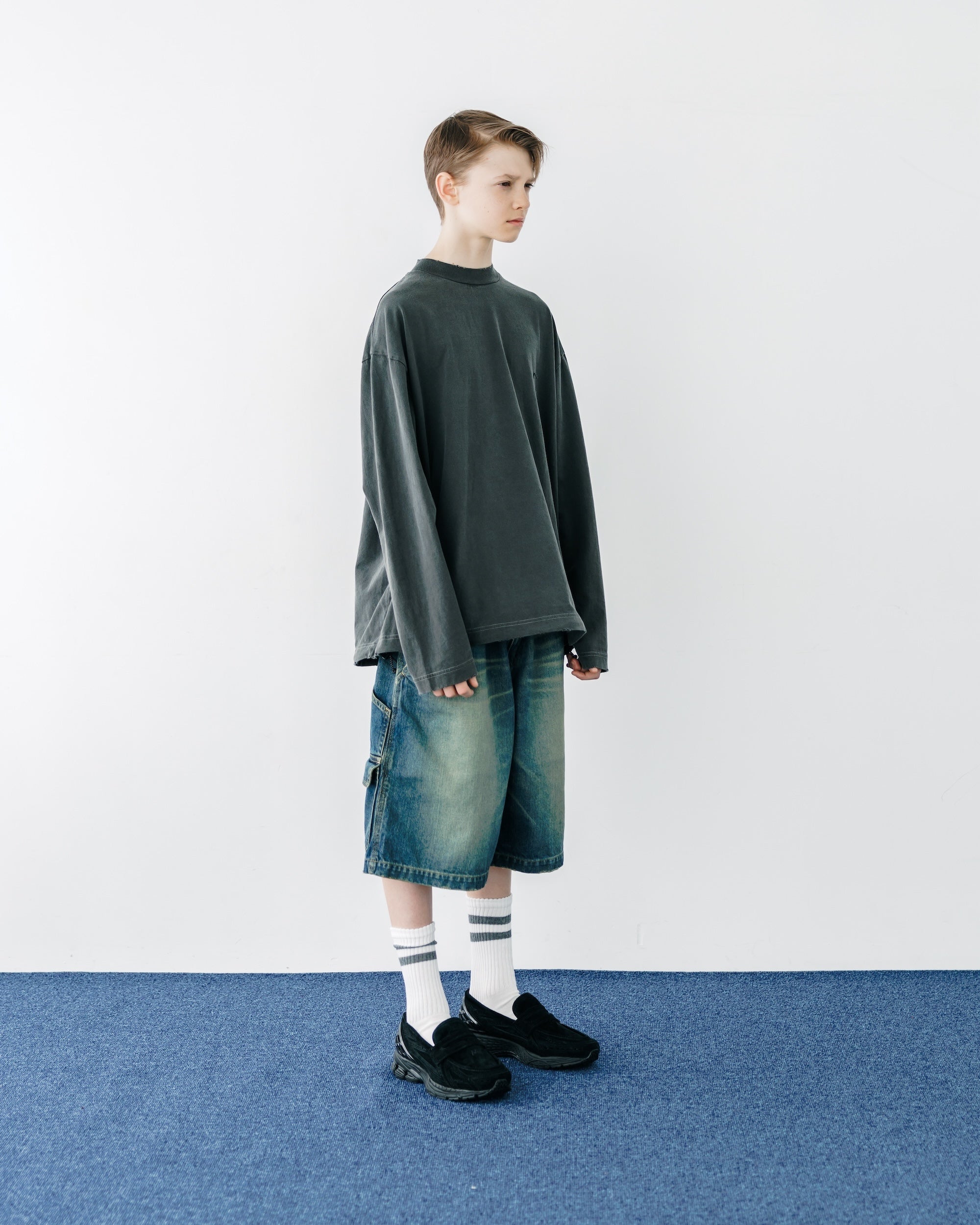 VINTAGE DYED SELVEDGE DENIM WORKER HALF PANTS (VINTAGE INDIGO)