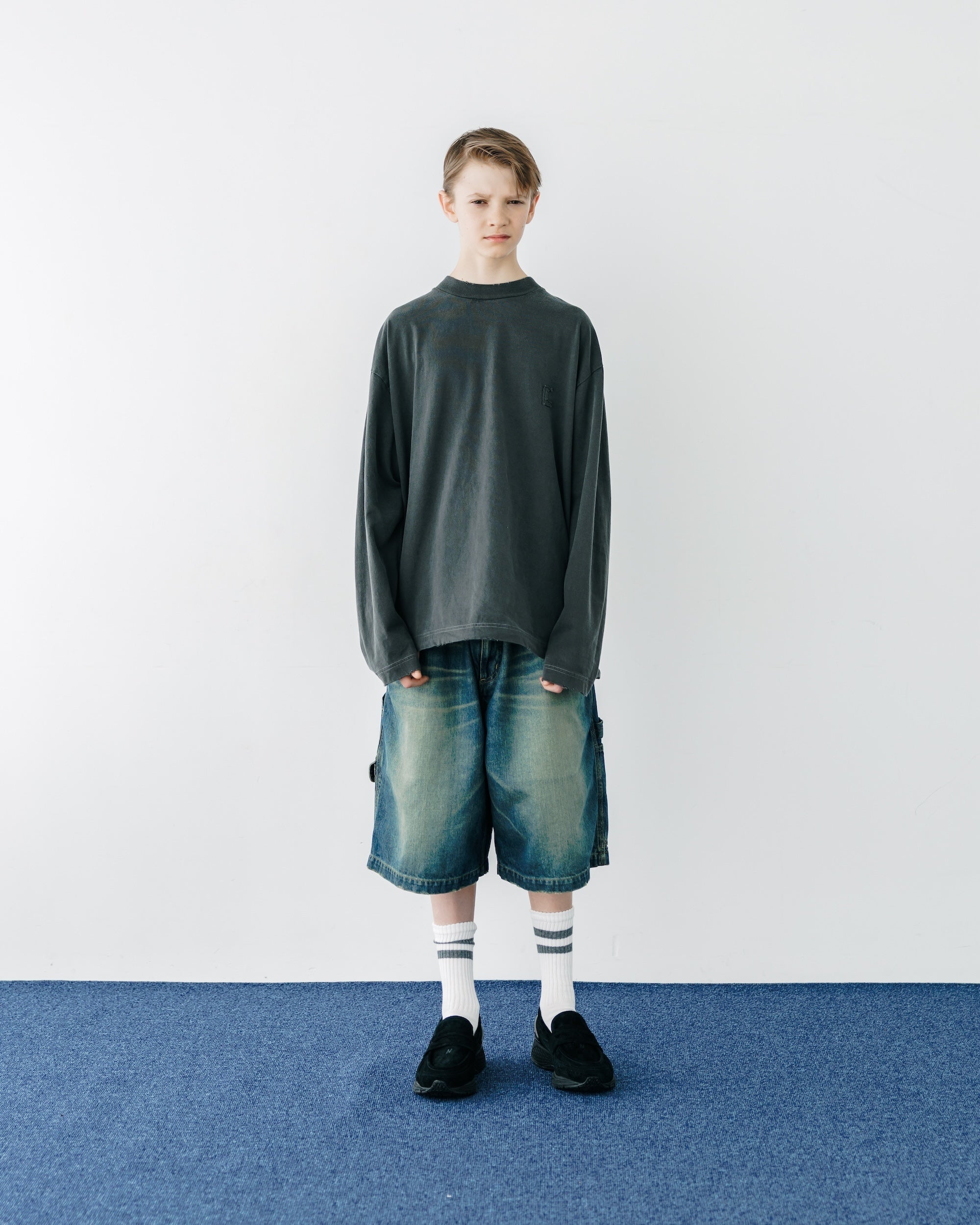 VINTAGE DYED SELVEDGE DENIM WORKER HALF PANTS (VINTAGE INDIGO)