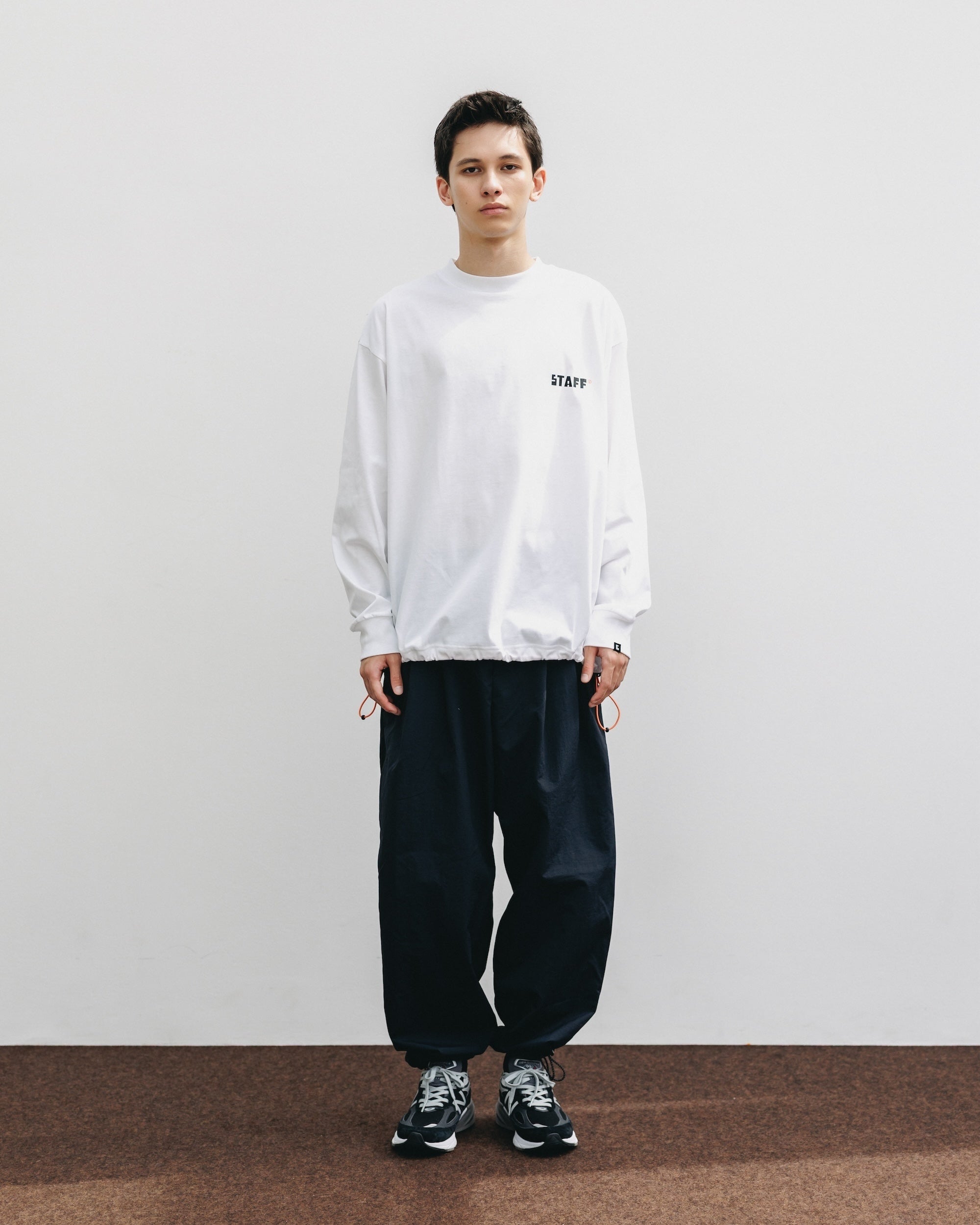【10.15 WED 20:00- IN STOCK】"C×YGM"STAFF L/S T-SHIRT WITH DRAWSTRINGS (WHITE)