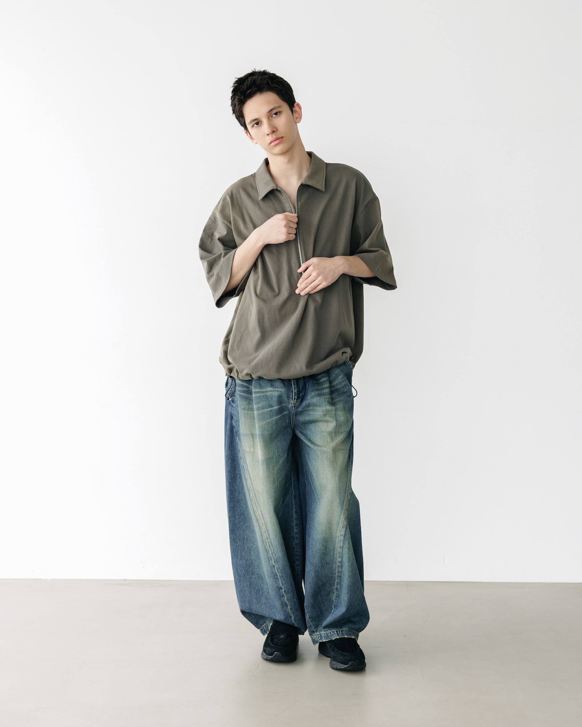 CITY S/S HALF ZIP SHIRT (OLIVE)