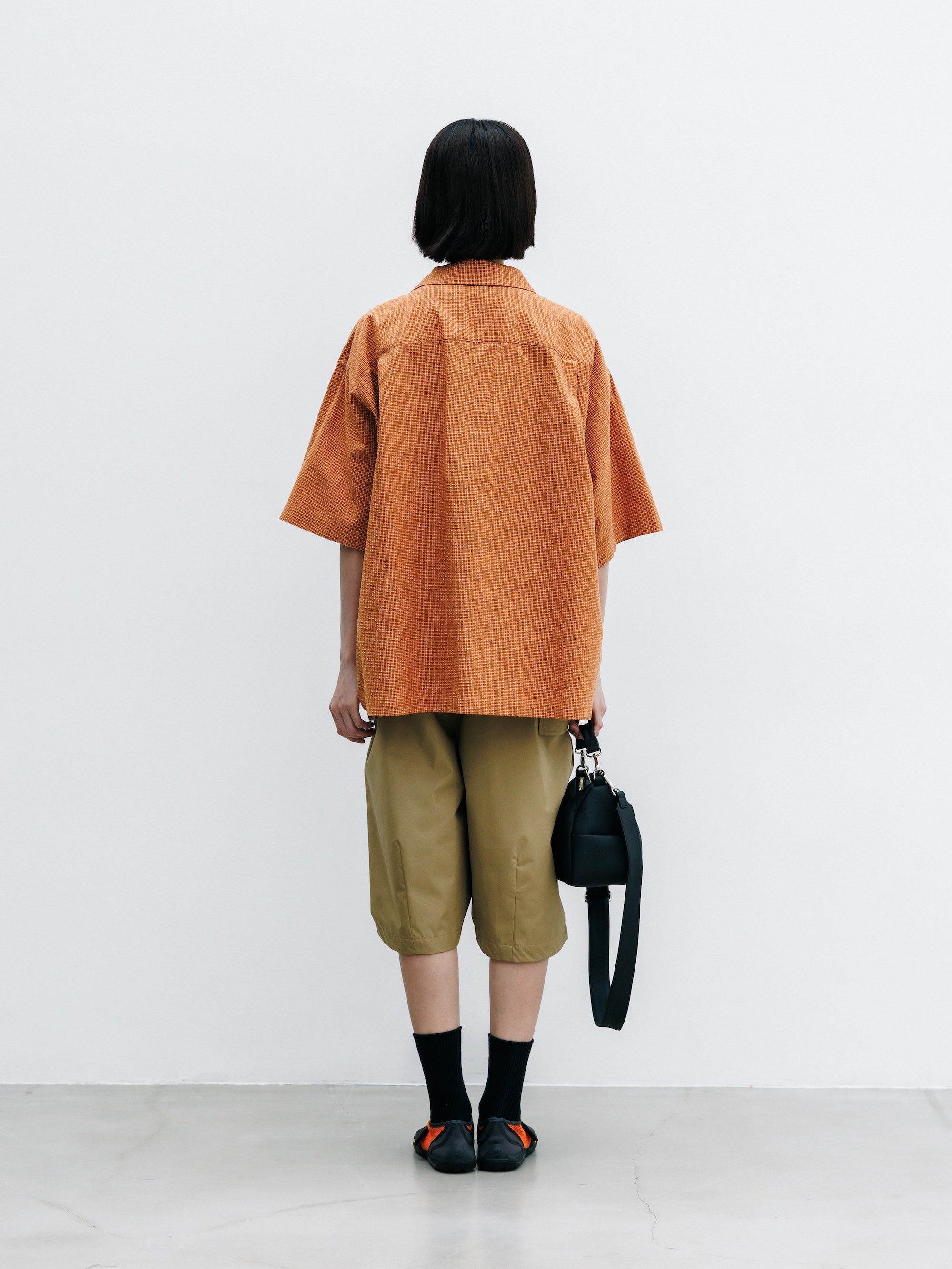 【7.25 SAT 20:00- IN STOCK】MINI CHECK OPEN COLLAR S/S SHIRT (TERRACOTTA×WHITE)