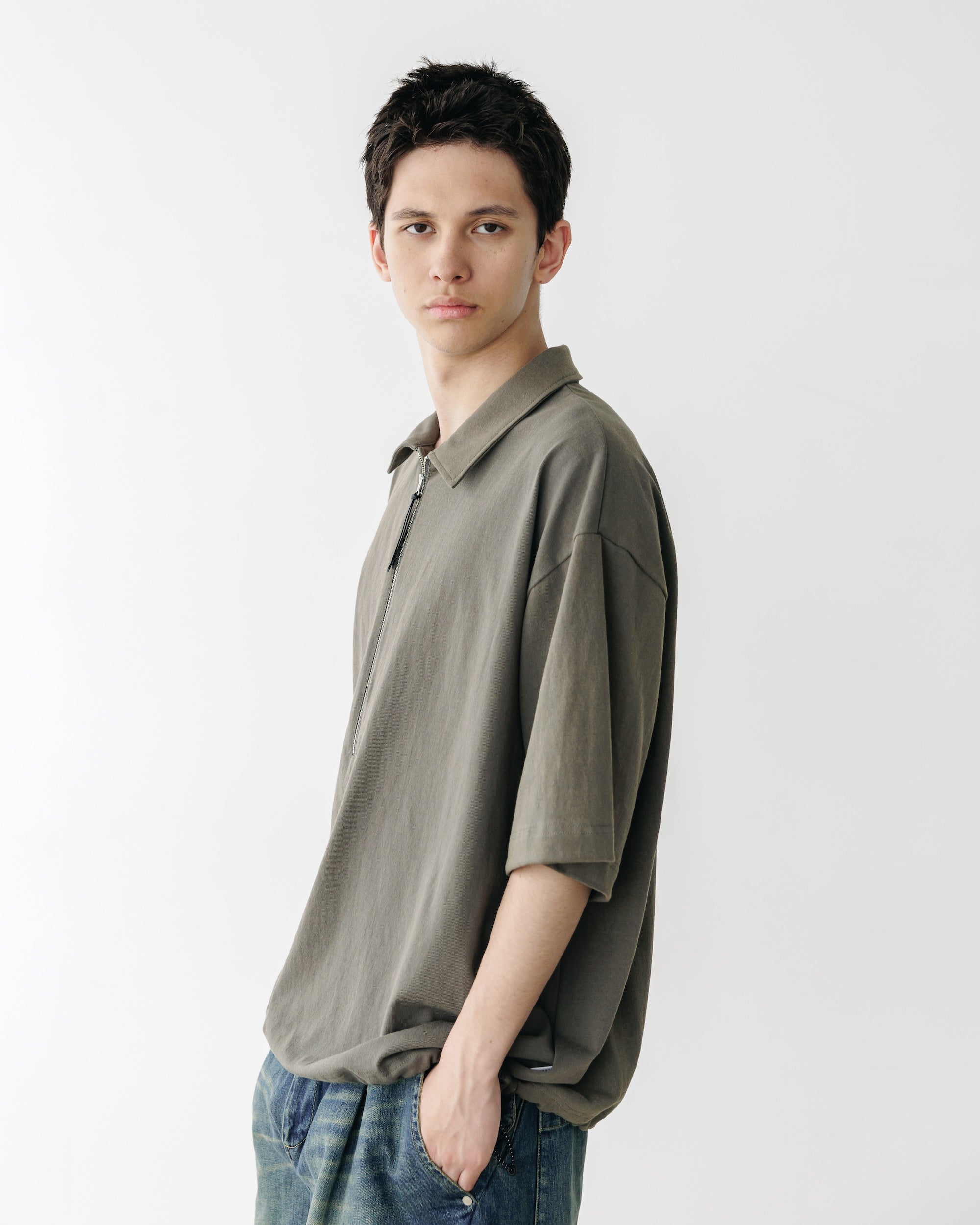 CITY S/S HALF ZIP SHIRT (OLIVE)