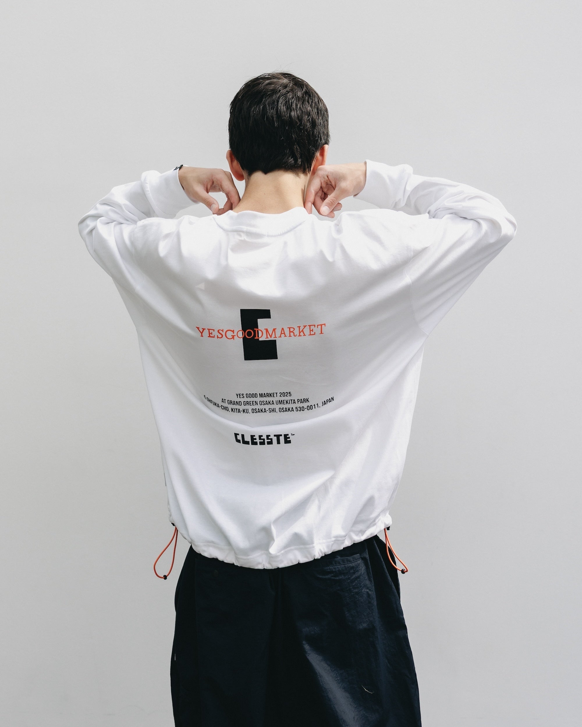 【10.15 WED 20:00- IN STOCK】"C×YGM"STAFF L/S T-SHIRT WITH DRAWSTRINGS (WHITE)