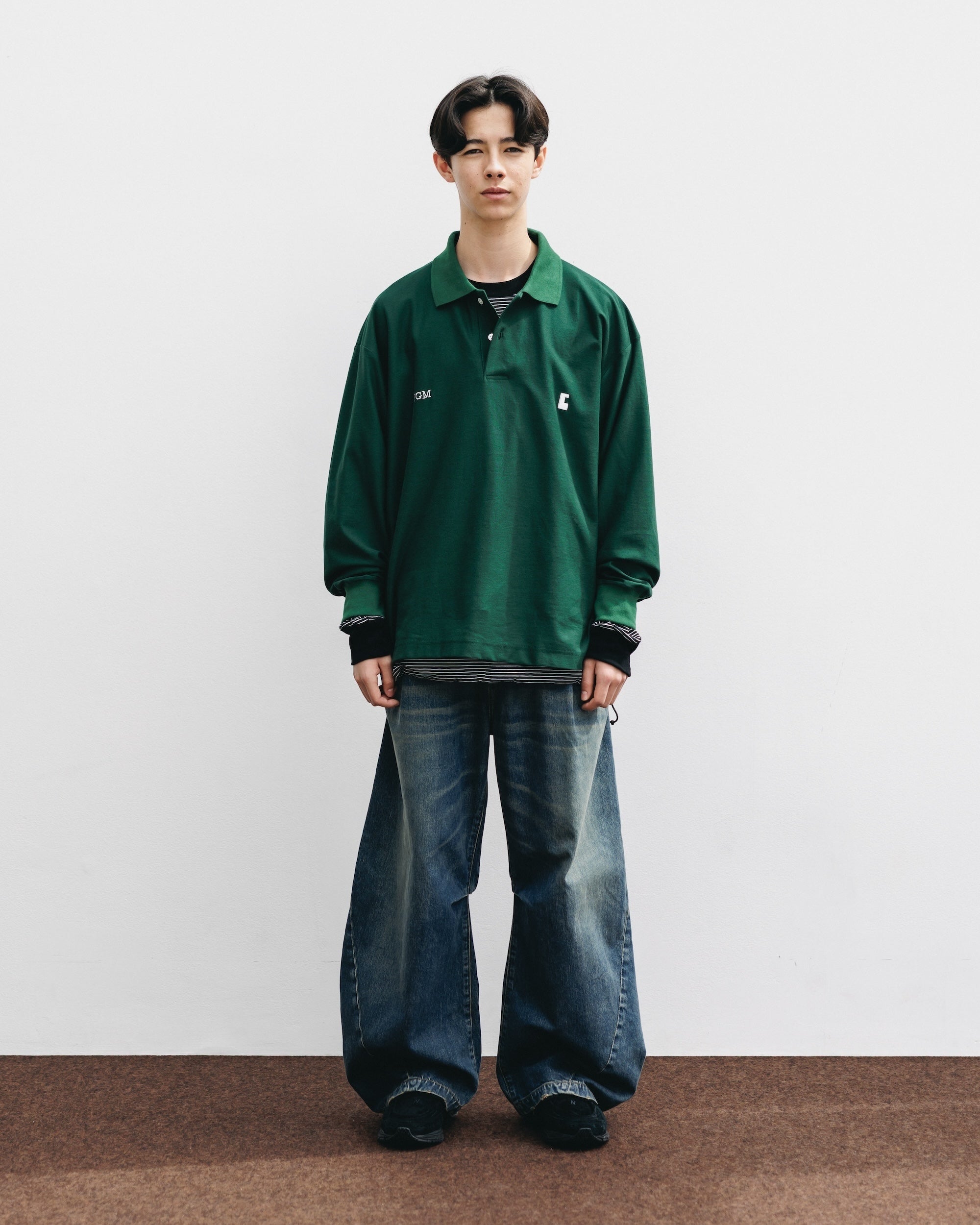 【10.15 WED 20:00- IN STOCK】"C" COTTON CITY L/S POLO SHIRT FOR YGM (GREEN)