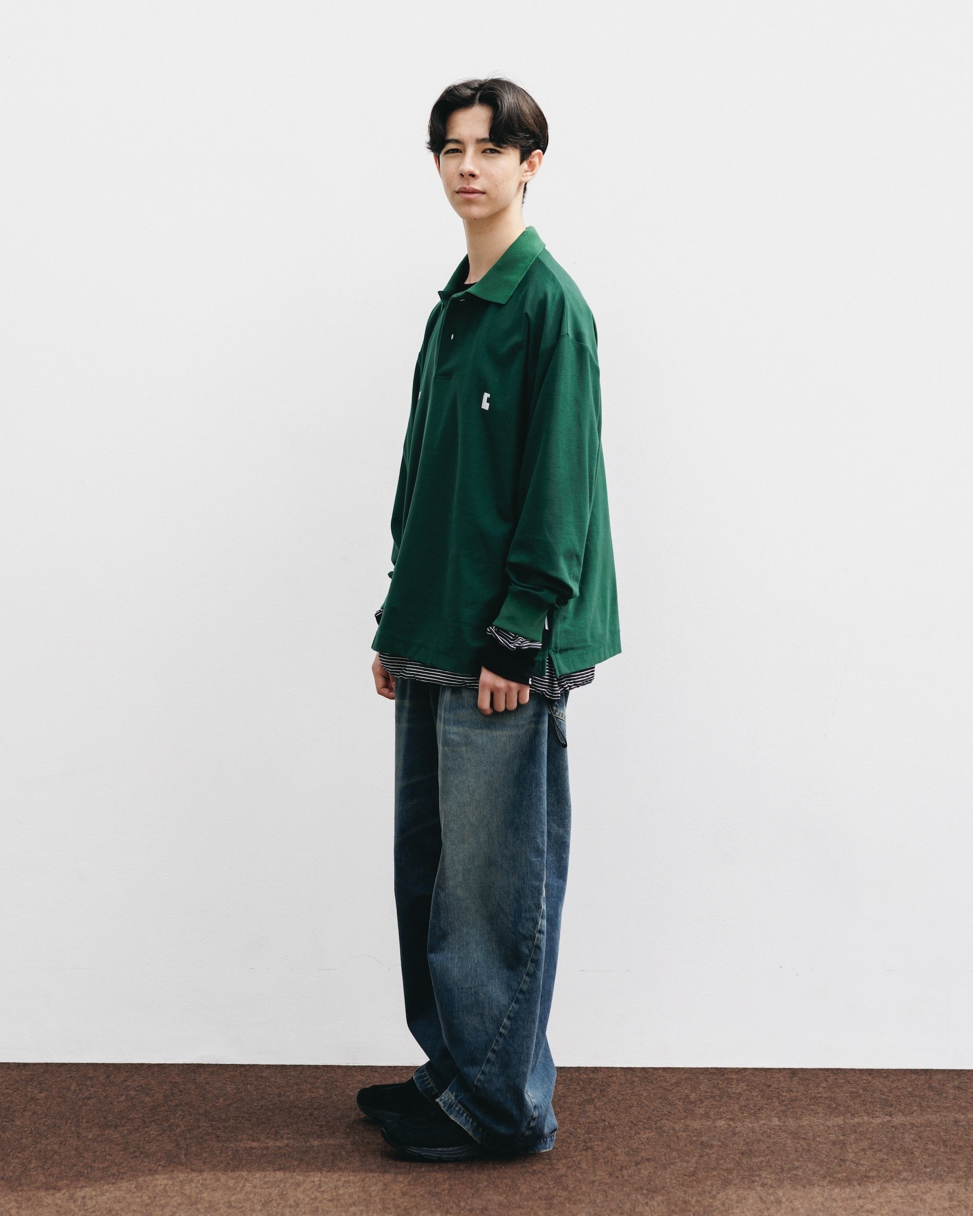 【10.15 WED 20:00- IN STOCK】"C" COTTON CITY L/S POLO SHIRT FOR YGM (GREEN)