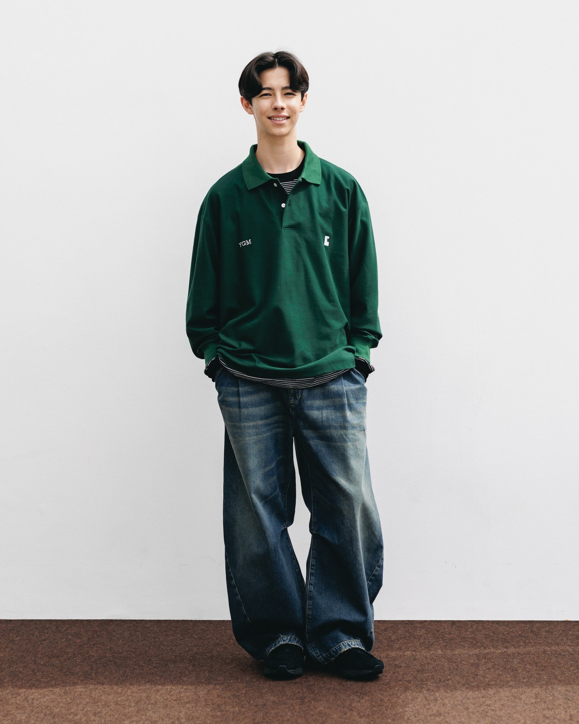 【10.15 WED 20:00- IN STOCK】"C" COTTON CITY L/S POLO SHIRT FOR YGM (GREEN)