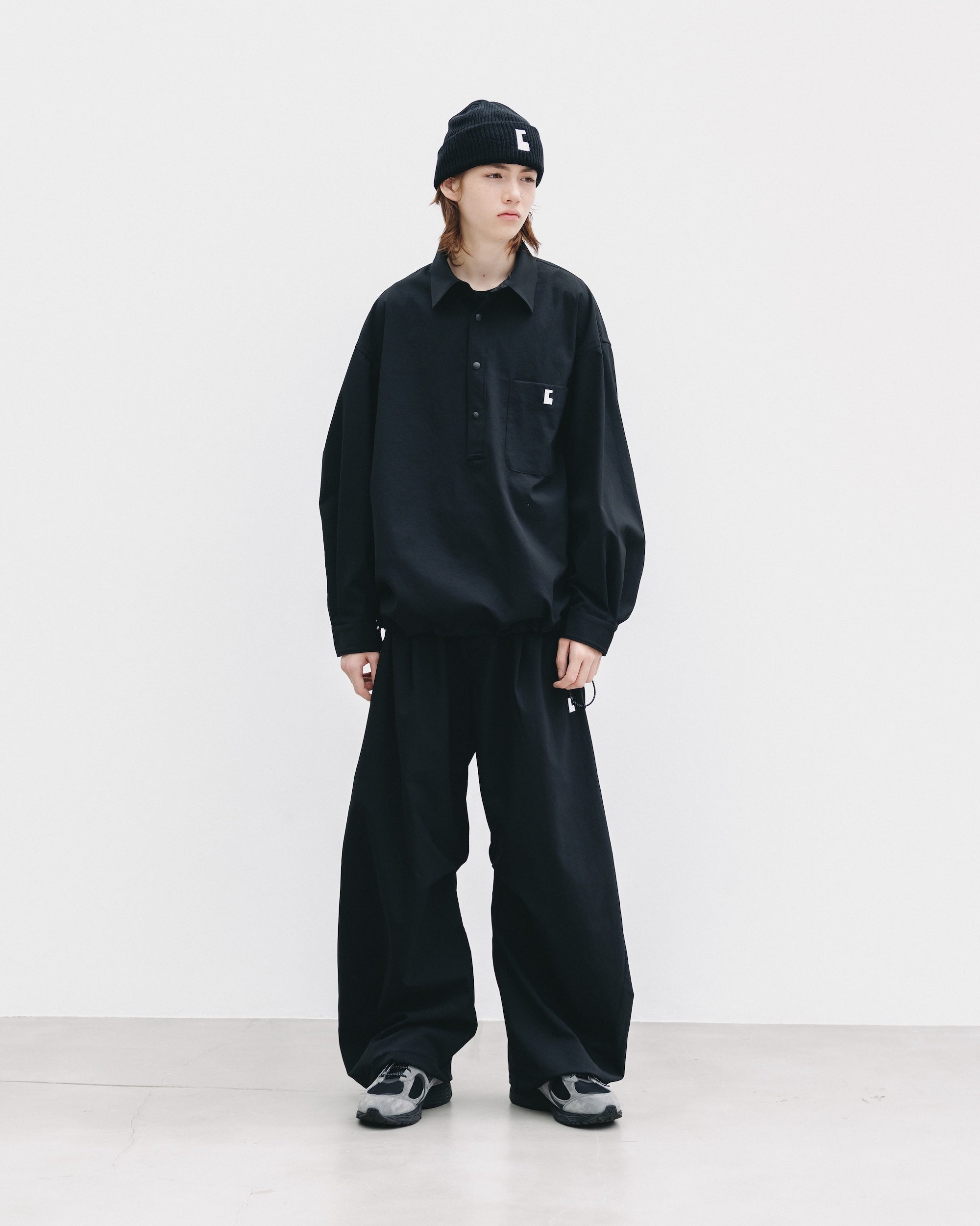 【9.20 SAT 20:00- IN STOCK】CITY UNIFORM L/S PULLOVER SHIRT (BLACK)
