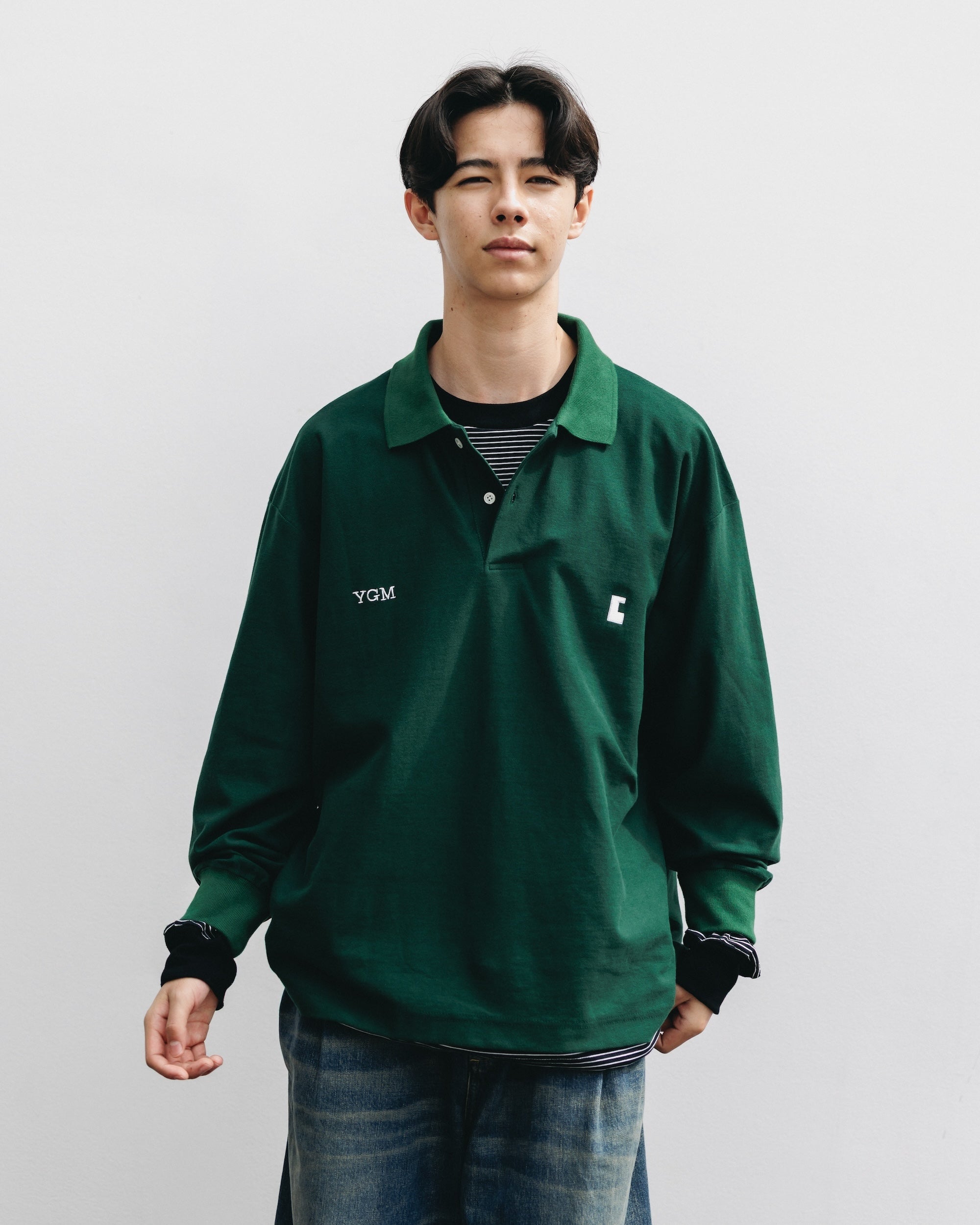 【10.15 WED 20:00- IN STOCK】"C" COTTON CITY L/S POLO SHIRT FOR YGM (GREEN)