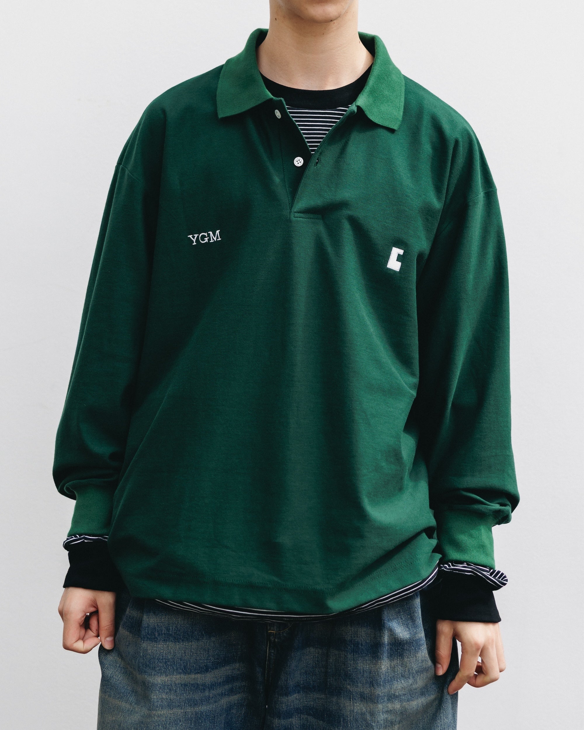 【10.15 WED 20:00- IN STOCK】"C" COTTON CITY L/S POLO SHIRT FOR YGM (GREEN)