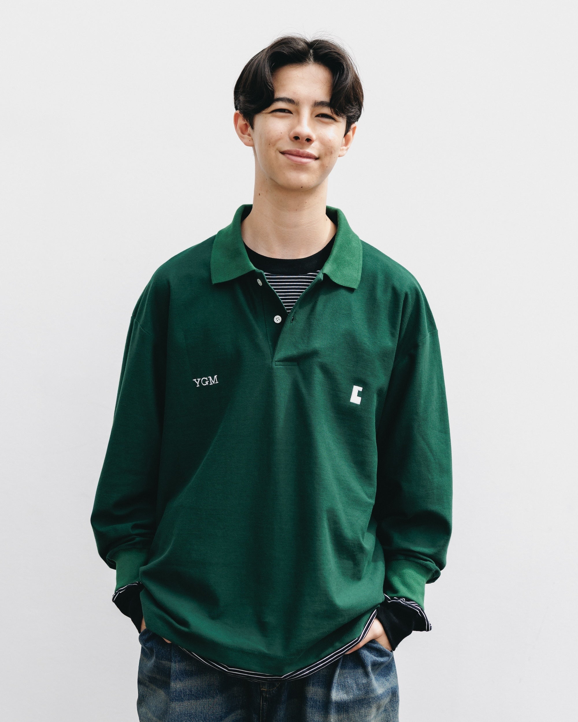 【10.15 WED 20:00- IN STOCK】"C" COTTON CITY L/S POLO SHIRT FOR YGM (GREEN)