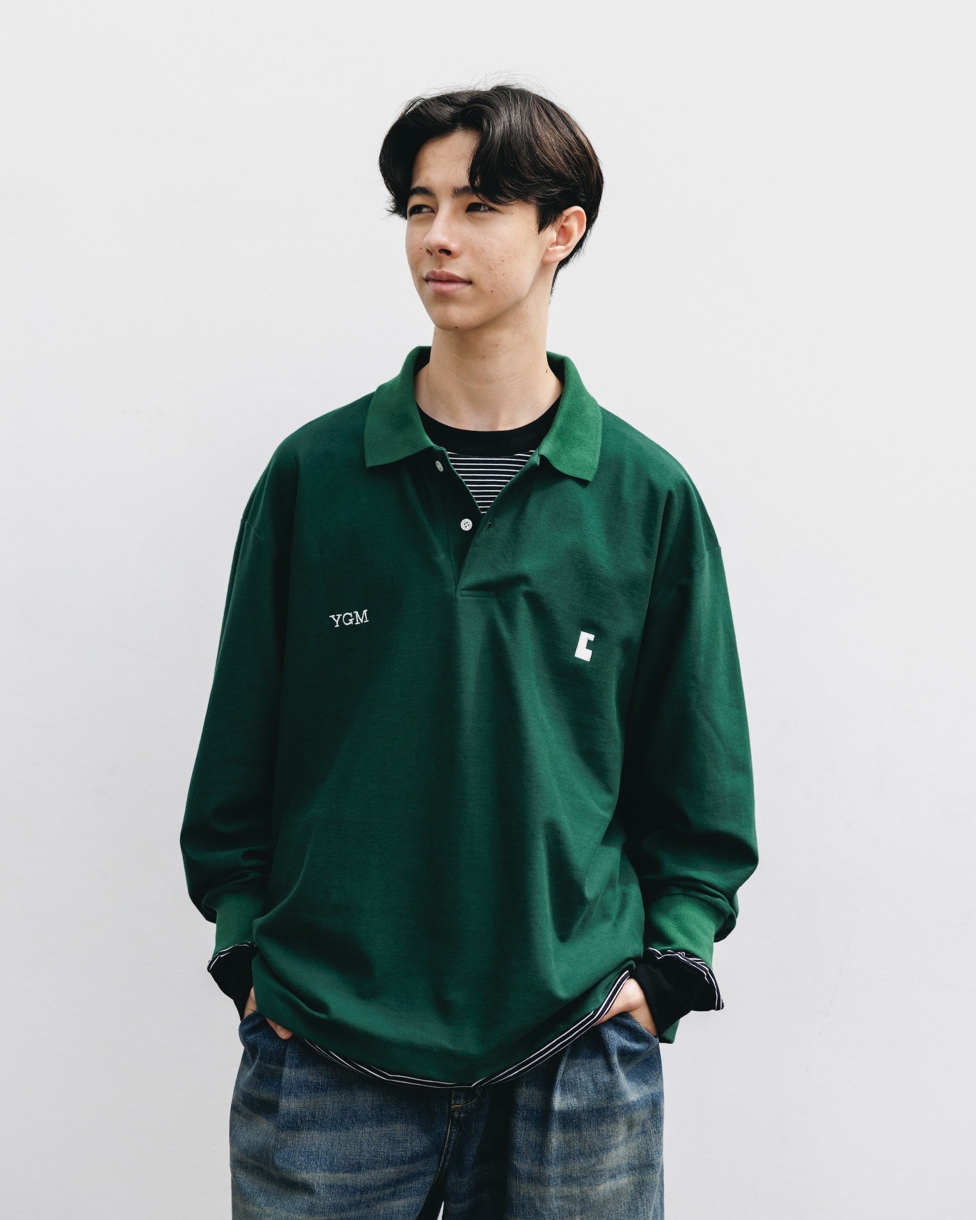 【10.15 WED 20:00- IN STOCK】"C" COTTON CITY L/S POLO SHIRT FOR YGM (GREEN)