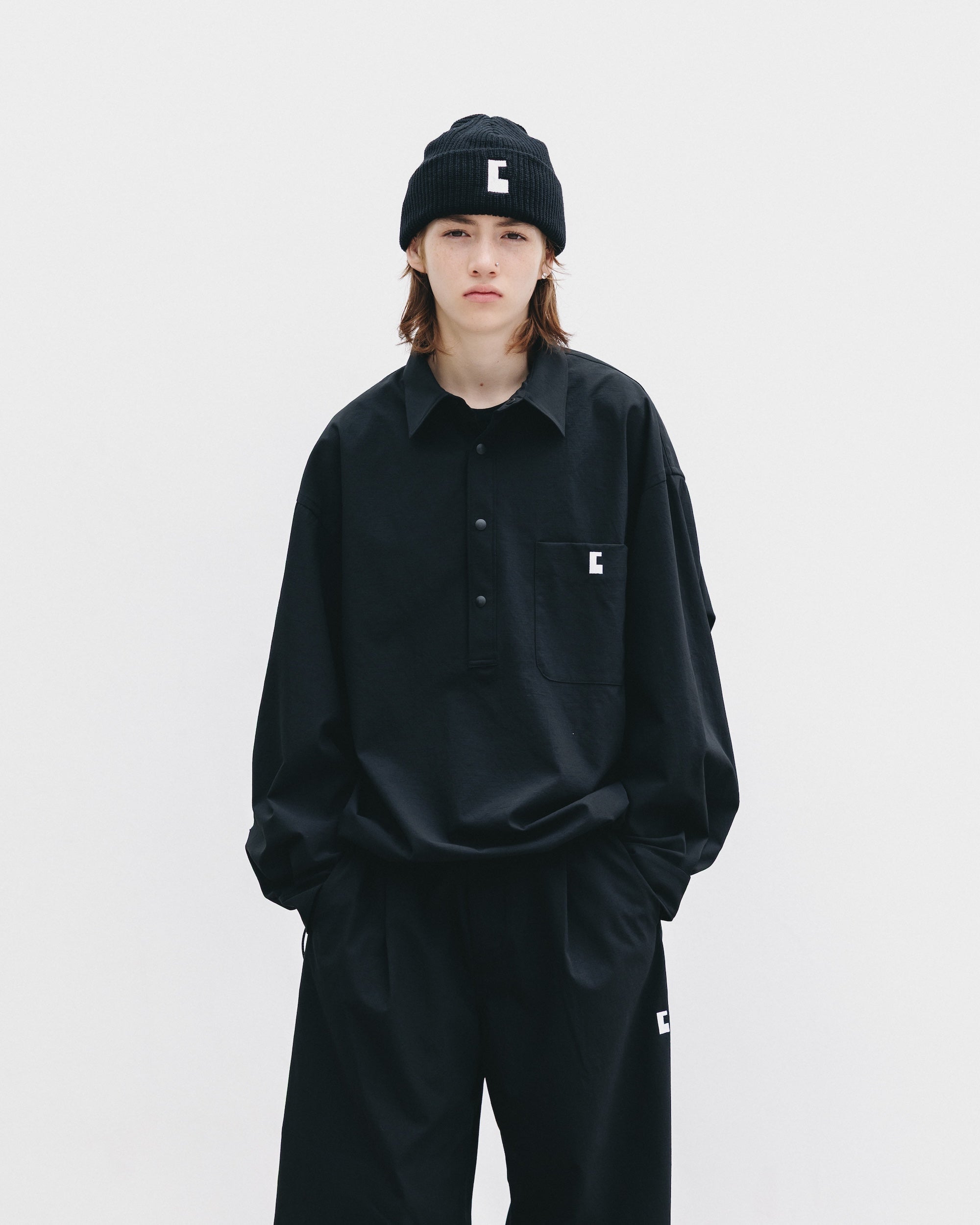 【9.20 SAT 20:00- IN STOCK】CITY UNIFORM L/S PULLOVER SHIRT (BLACK)