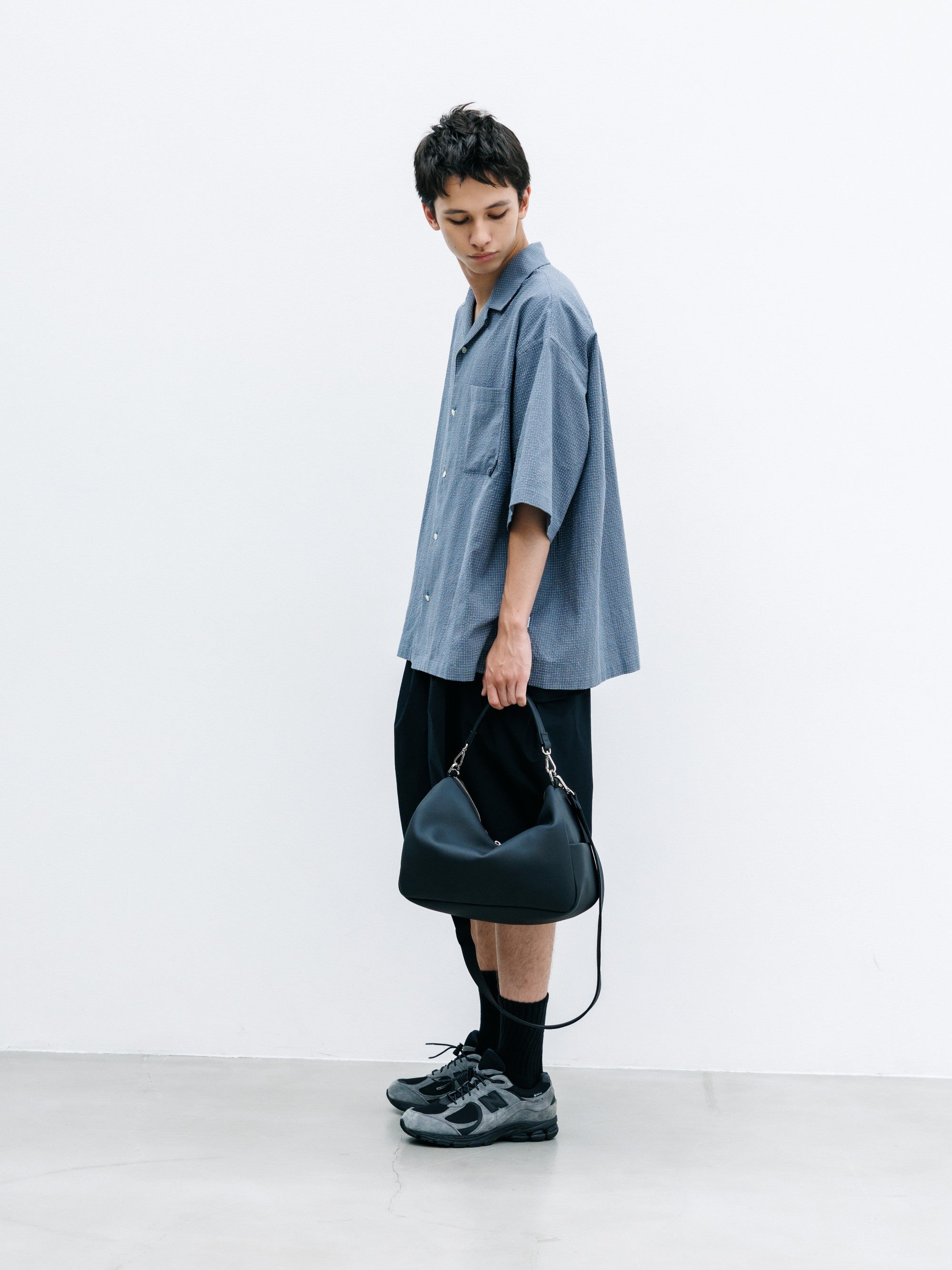 【7.25 SAT 20:00- IN STOCK】MINI CHECK OPEN COLLAR S/S SHIRT (BLUE×WHITE)