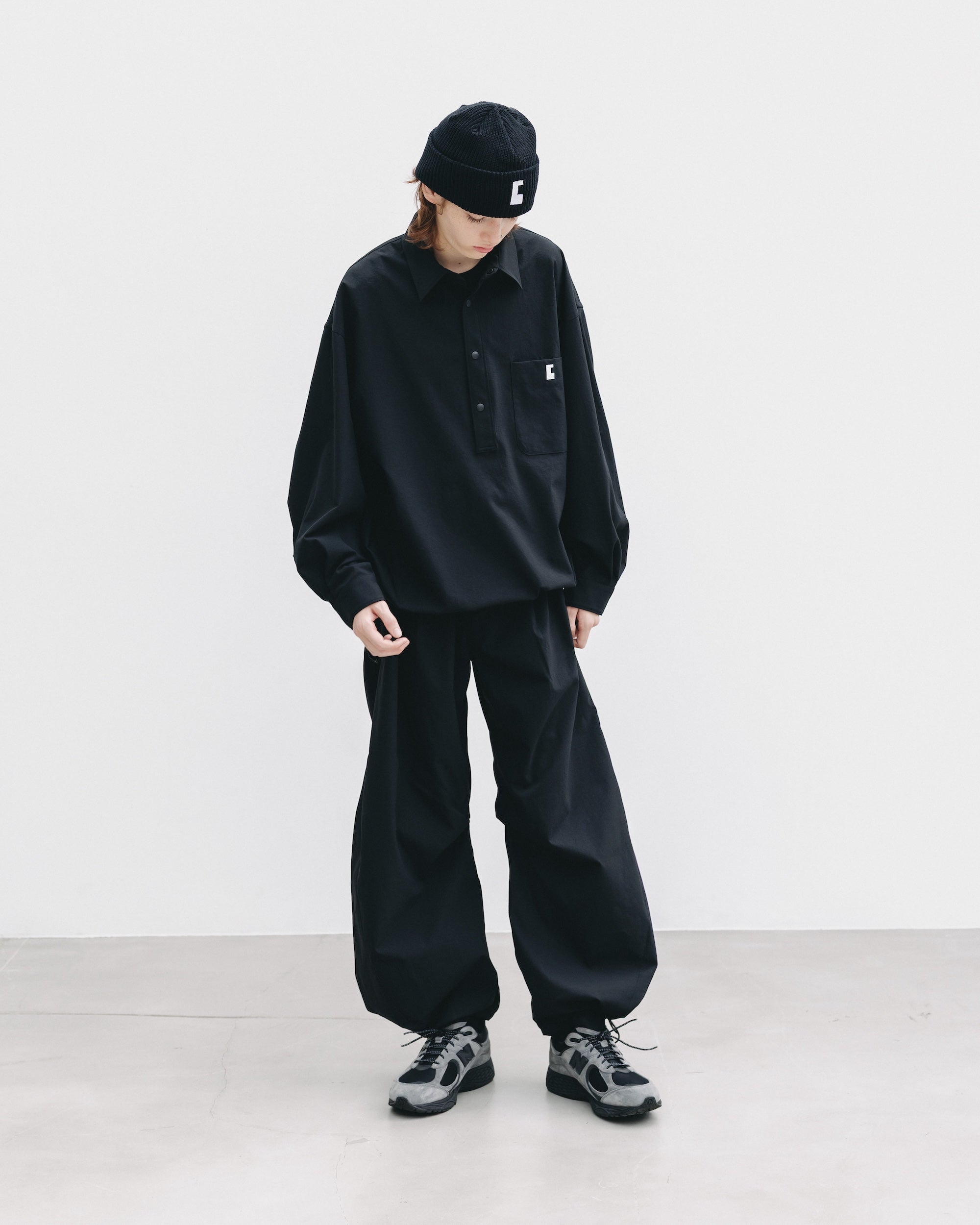 【9.20 SAT 20:00- IN STOCK】CITY UNIFORM L/S PULLOVER SHIRT (BLACK)