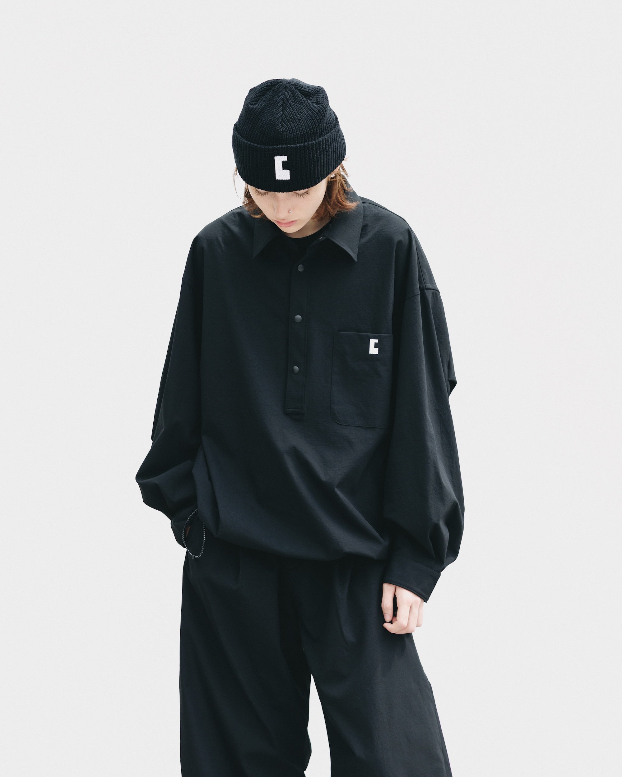 【9.20 SAT 20:00- IN STOCK】CITY UNIFORM L/S PULLOVER SHIRT (BLACK)