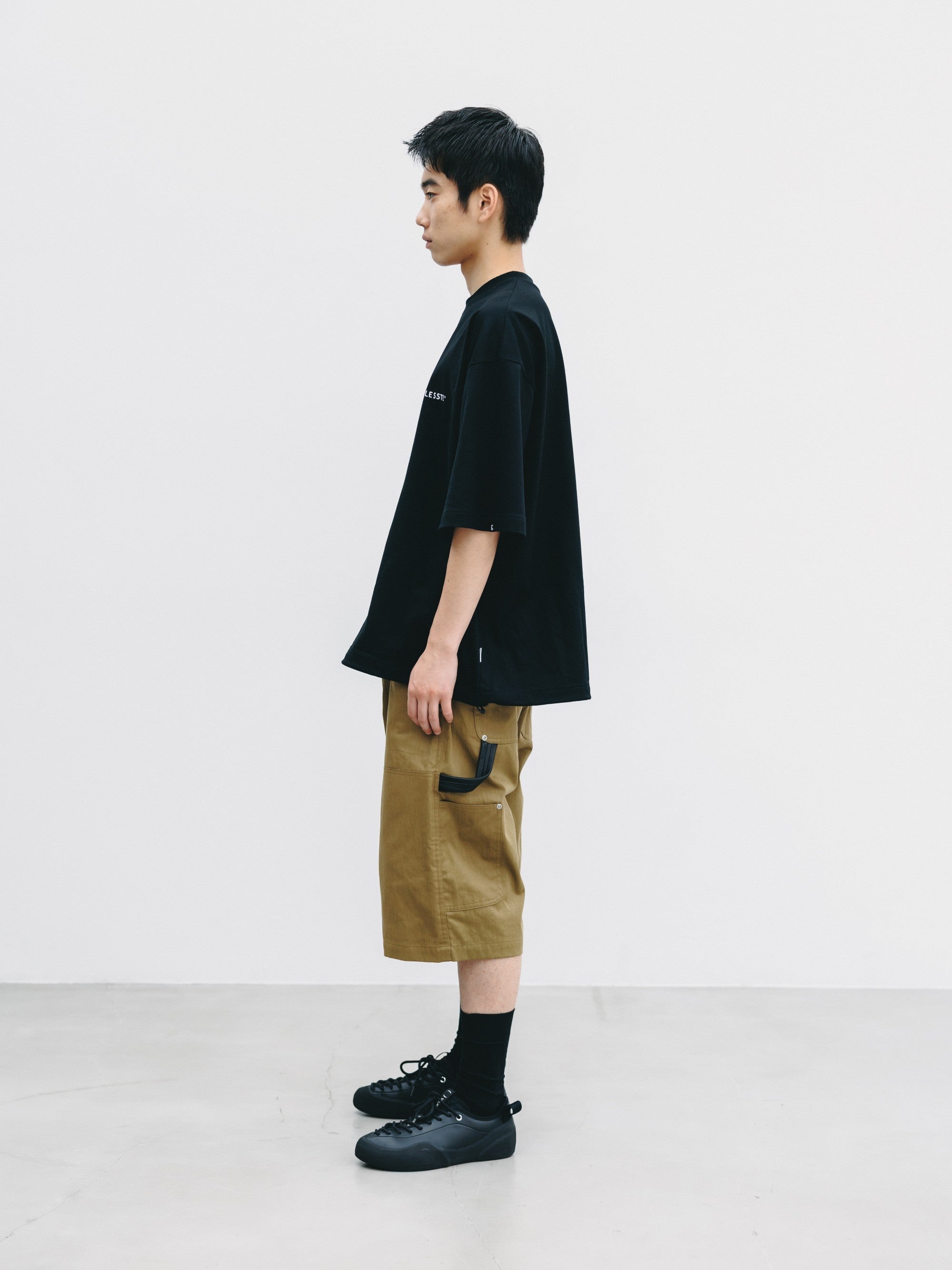 【7.4 SAT 20:00- IN STOCK】VINTAGE EFFECT DOUBLE KNEE WORKER BAGGY HALF PANTS (BEIGE)