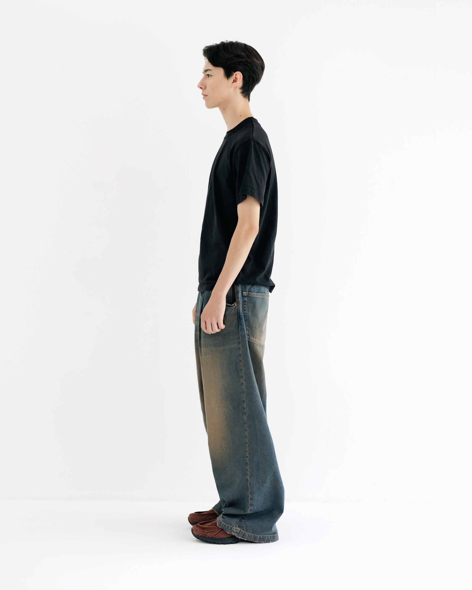 【8.30 SAT 20:00- IN STOCK】VINTAGE DYED SELVEDGE DENIM WIDE PANTS (VINTAGE BROWN)