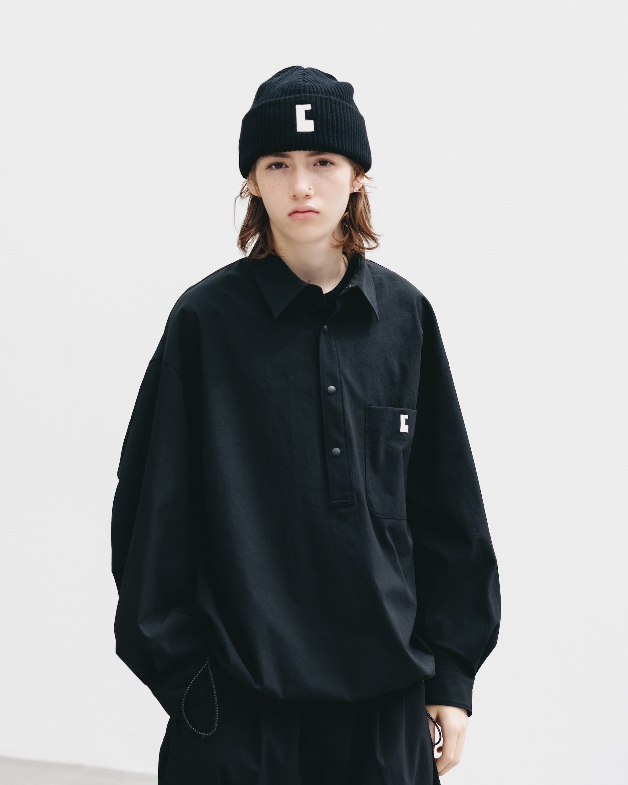 【9.20 SAT 20:00- IN STOCK】CITY UNIFORM L/S PULLOVER SHIRT (BLACK)