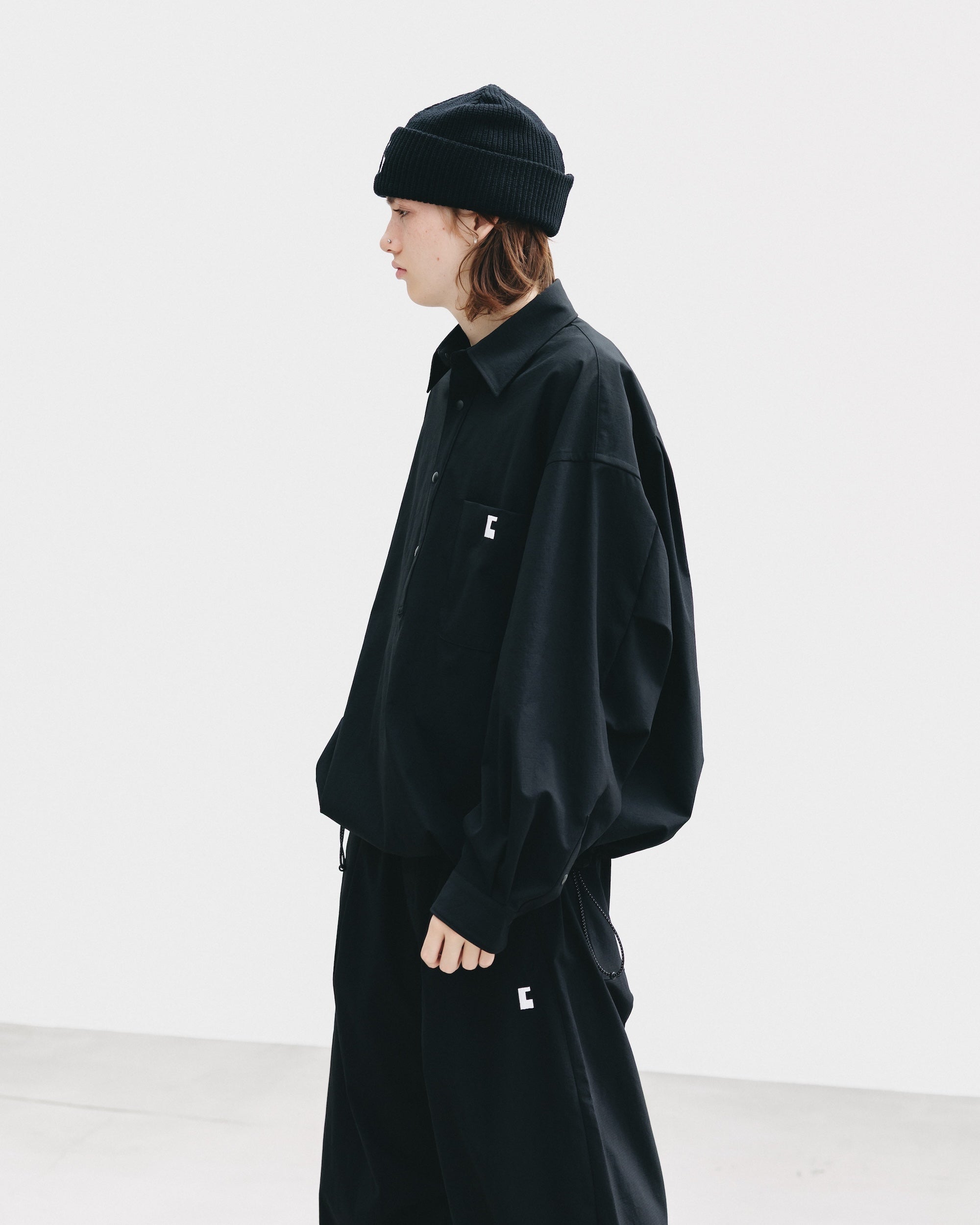 【9.20 SAT 20:00- IN STOCK】CITY UNIFORM L/S PULLOVER SHIRT (BLACK)