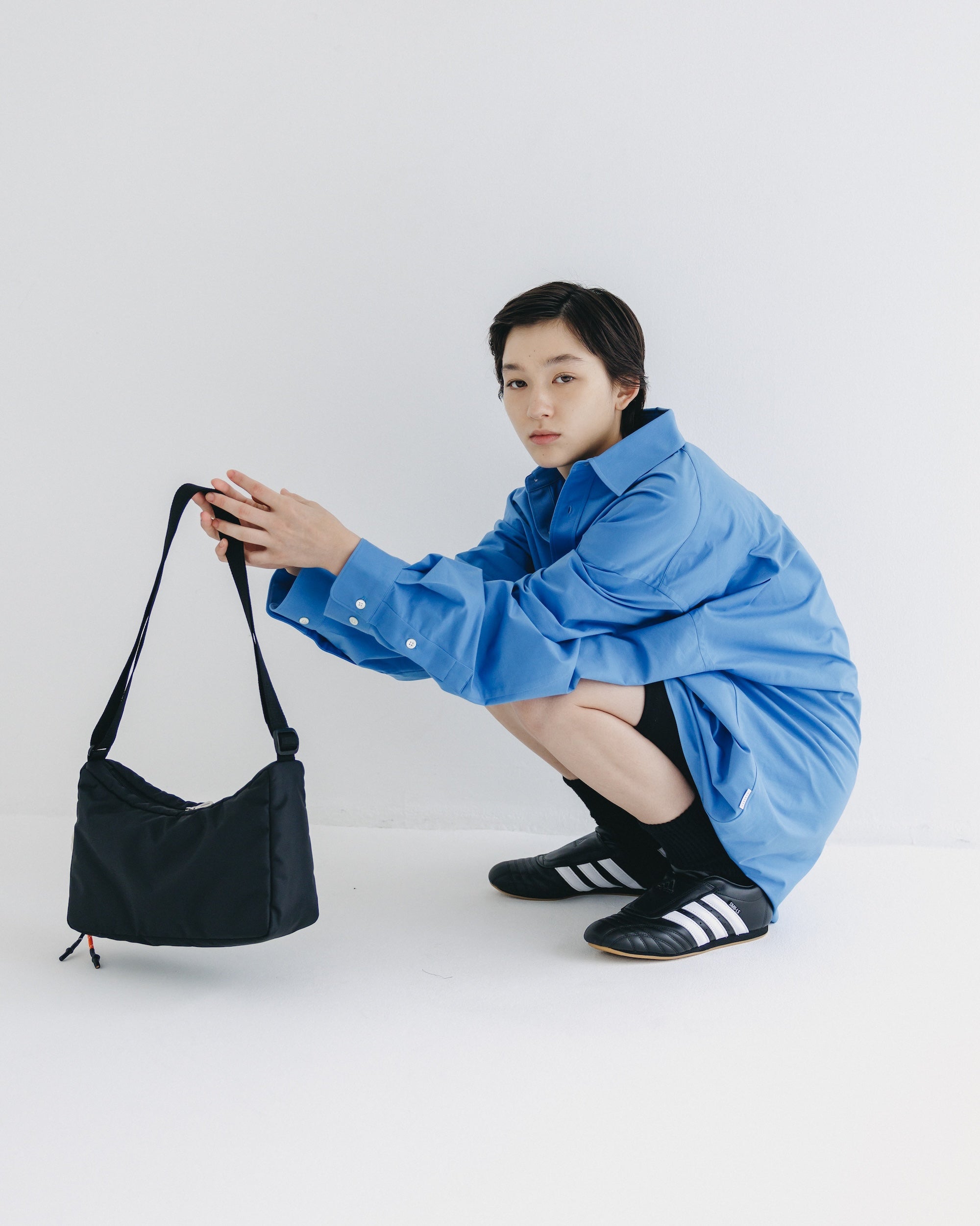 【9.17 WED 20:00- IN STOCK】46G KNIT EVERYDAY L/S SHIRT (SAX BLUE)