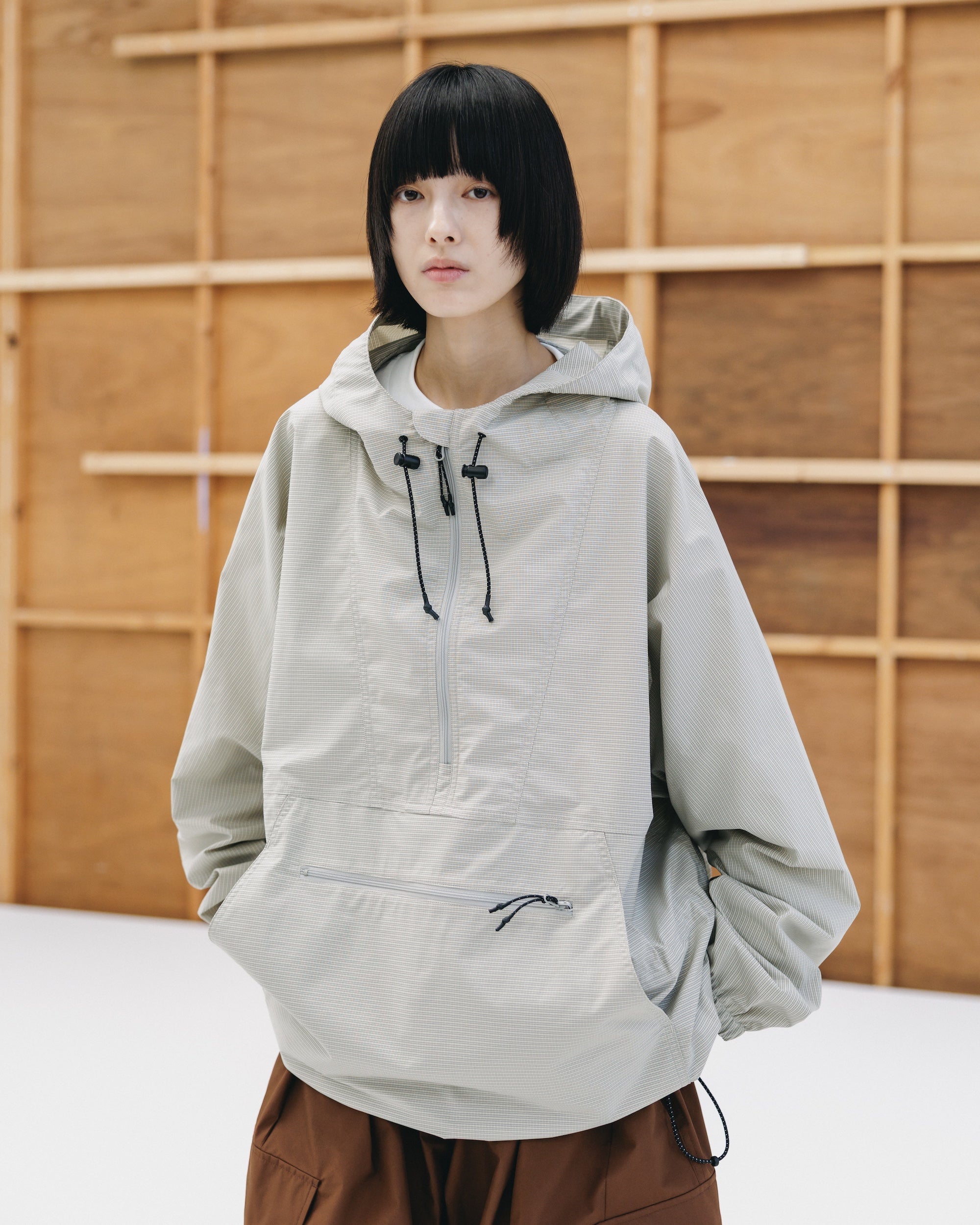 PACKABLE CITY ANORAK PARKA (BEIGE(MINI GRAPH CHECK))