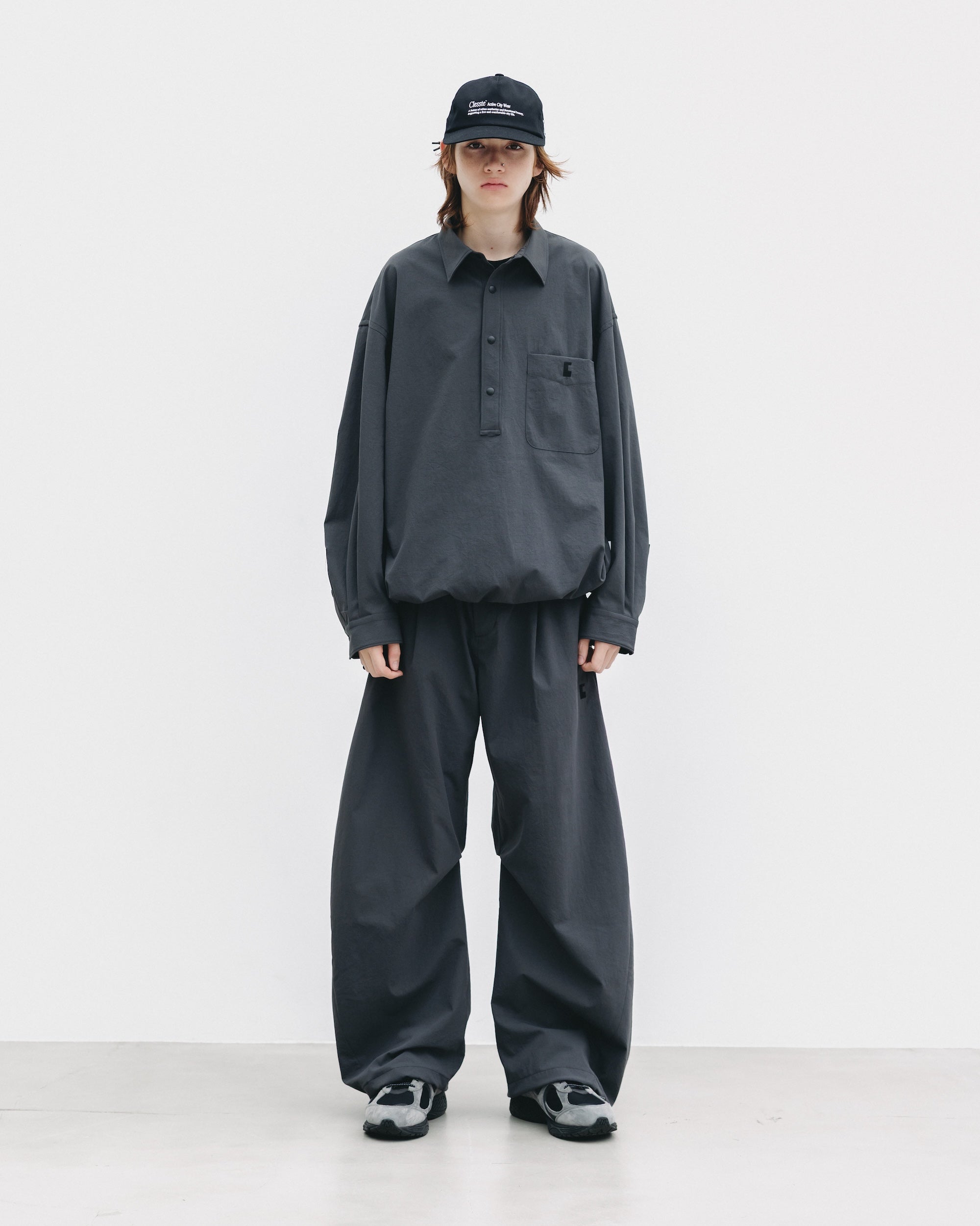 【9.20 SAT 20:00- IN STOCK】CITY UNIFORM BARREL LEG EASY PANTS (GRAY)