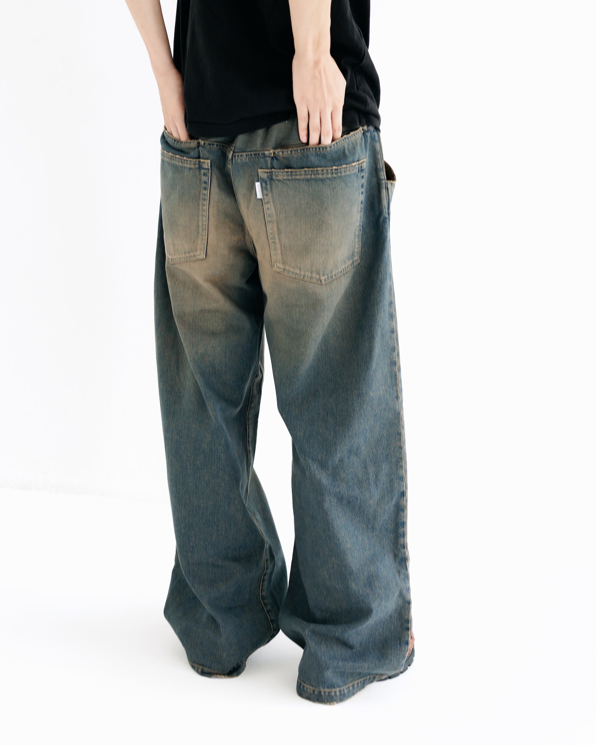 【8.30 SAT 20:00- IN STOCK】VINTAGE DYED SELVEDGE DENIM WIDE PANTS (VINTAGE BROWN)