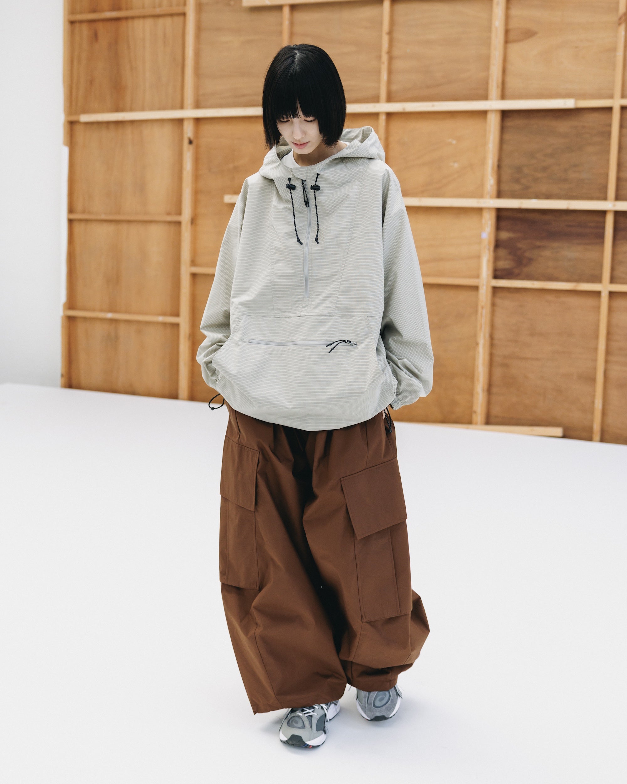 PACKABLE CITY ANORAK PARKA (BEIGE(MINI GRAPH CHECK))