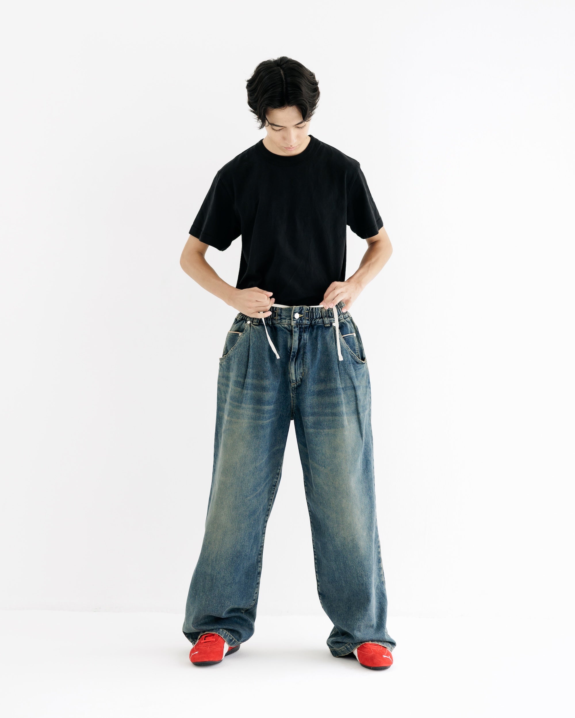 【8.30 SAT 20:00- IN STOCK】VINTAGE DYED SELVEDGE DENIM WIDE PANTS (VINTAGE INDIGO)