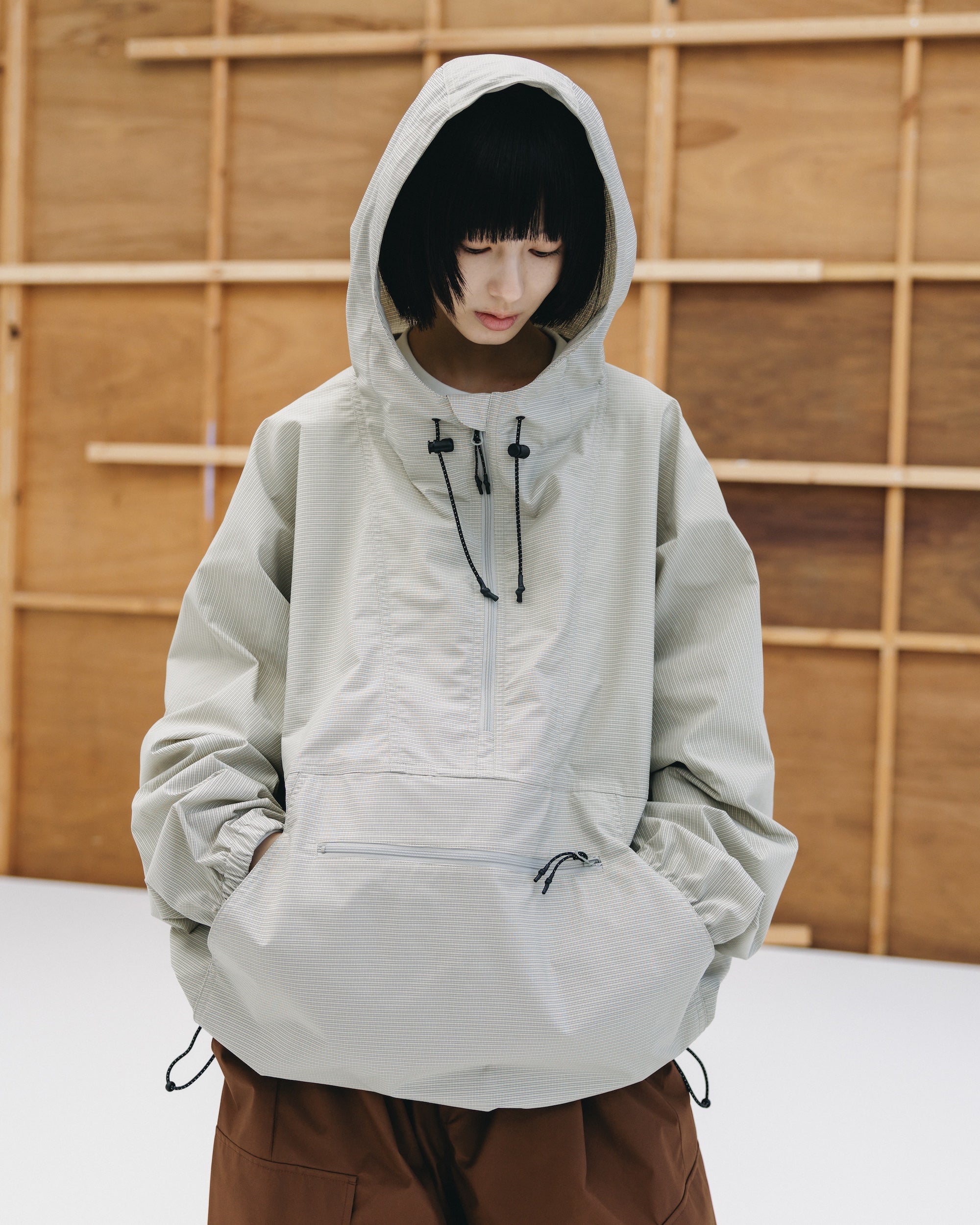 PACKABLE CITY ANORAK PARKA (BEIGE(MINI GRAPH CHECK))